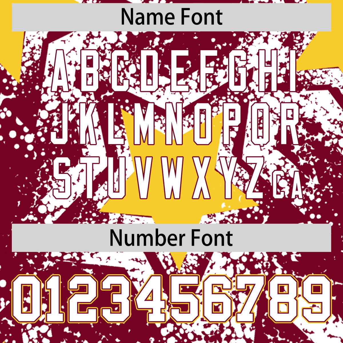 Custom Crimson White Gold Star Graffiti Team Baseball Jerseys With Custom Names, Numbers &amp; Logos Stretch Fabric Baseball Jersey| KXKSHOP