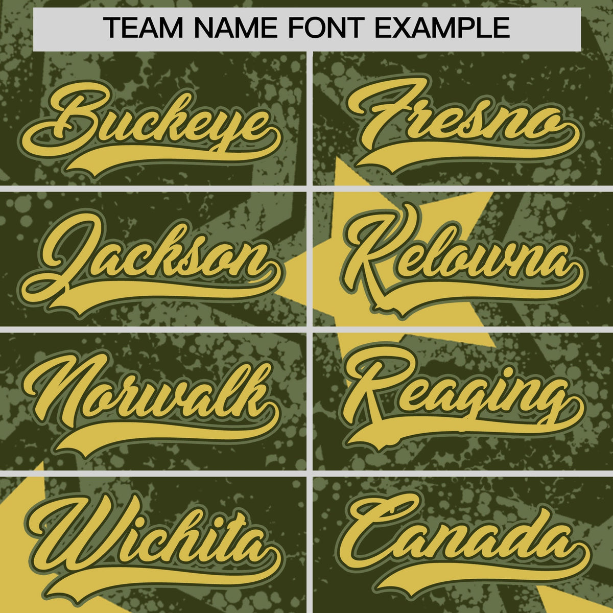 Custom Olive Khaki Star Graffiti Team Baseball Jerseys With Custom Names, Numbers &amp; Logos Stretch Fabric Baseball Jersey| KXKSHOP