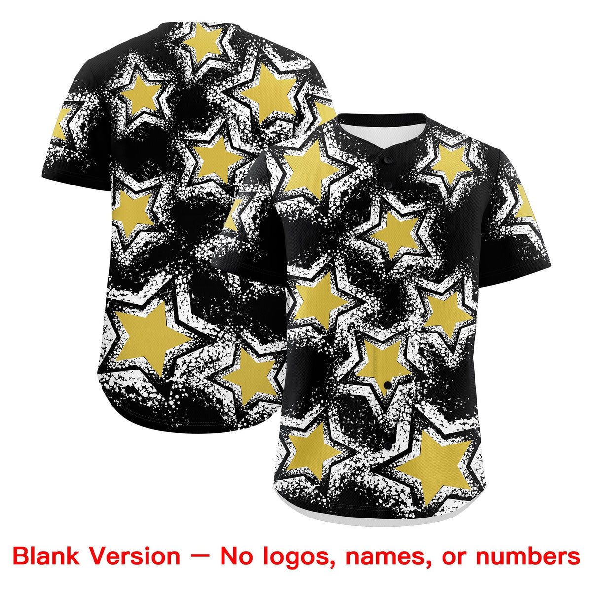 Custom Black White Old Gold Star Graffiti Team Baseball Jerseys With Custom Names, Numbers &amp; Logos Lightweight Baseball Jersey| KXKSHOP