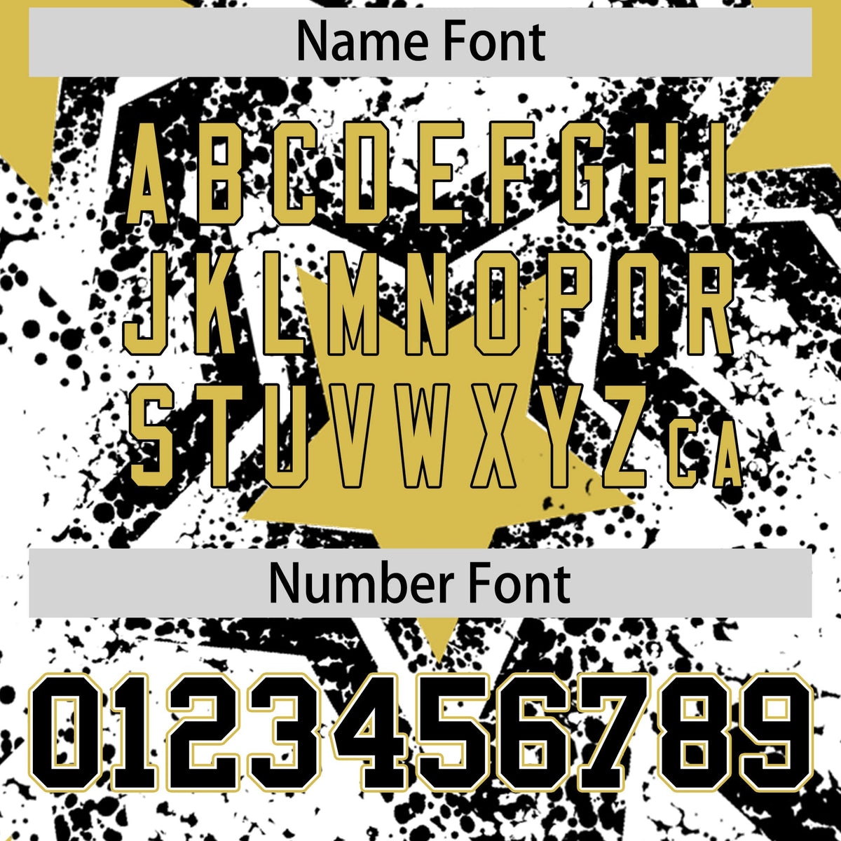 Custom White Black Old Gold Star Graffiti Team Baseball Jerseys With Custom Names, Numbers &amp; Logos Stretch Fabric Baseball Jersey| KXKSHOP