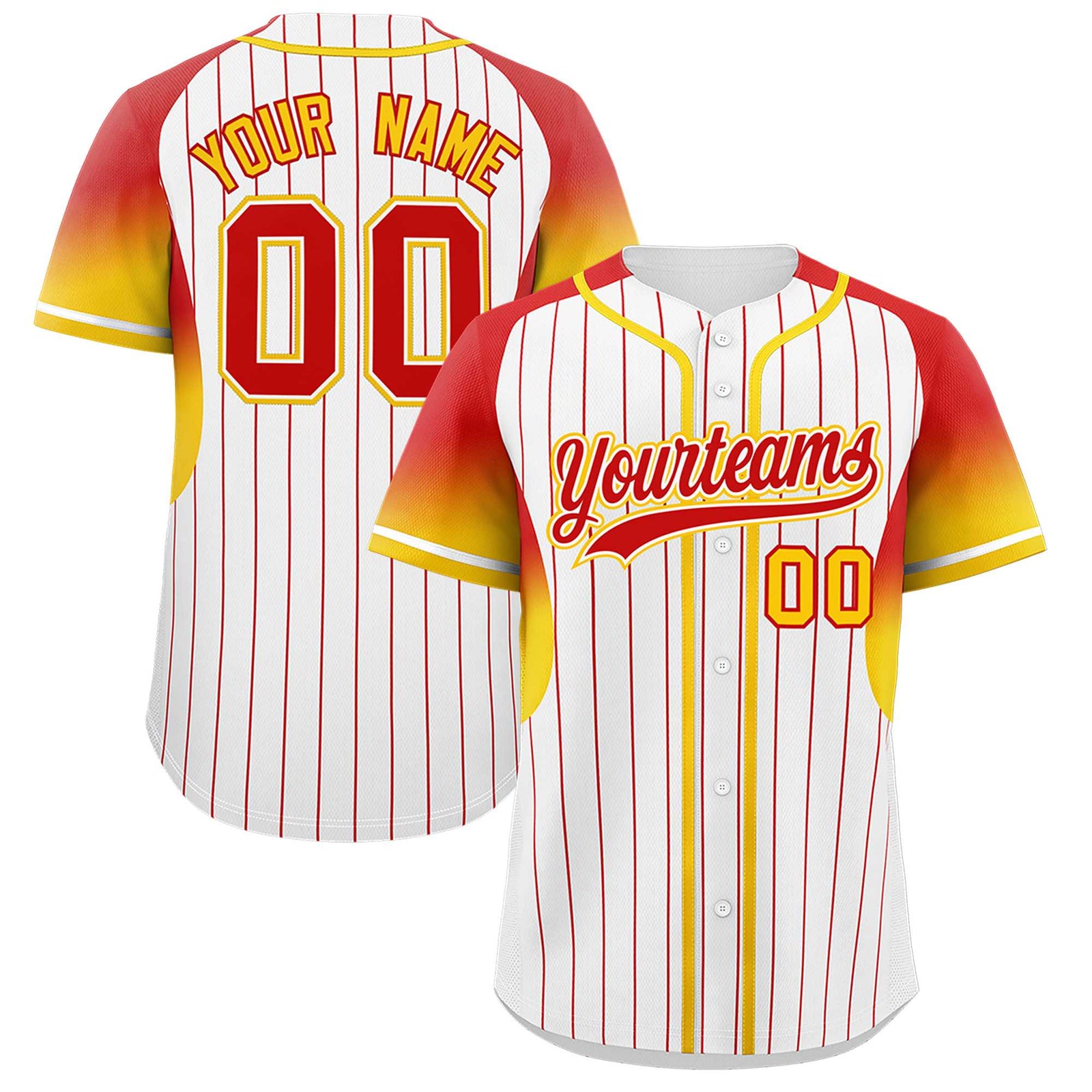 Custom White Red Stripe Fashion Sleeves Gradient Authentic Baseball Jersey