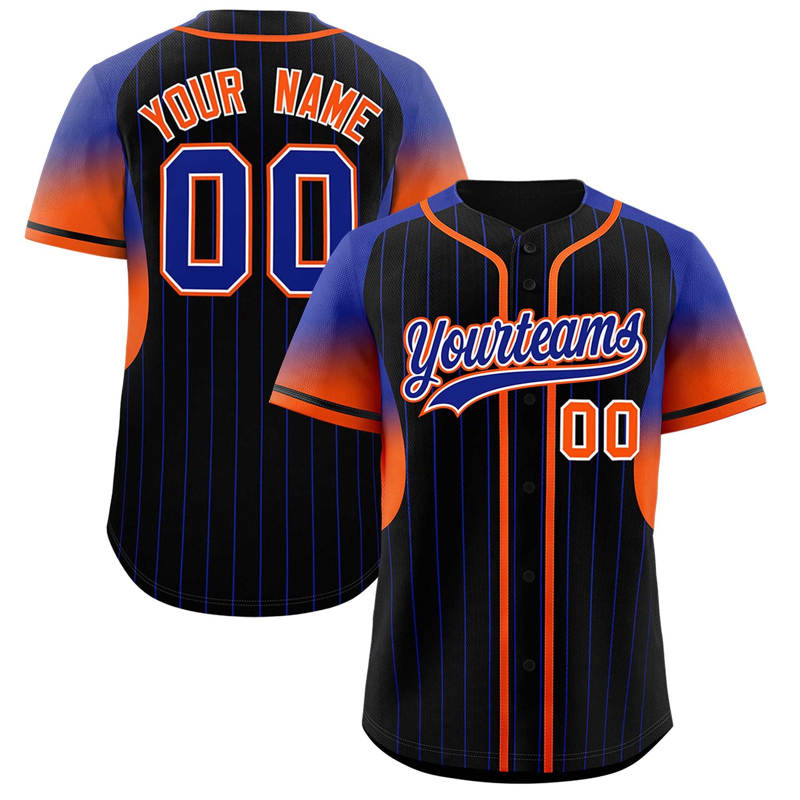 Custom Black Royal Stripe Fashion Sleeves Gradient Authentic Baseball Jersey