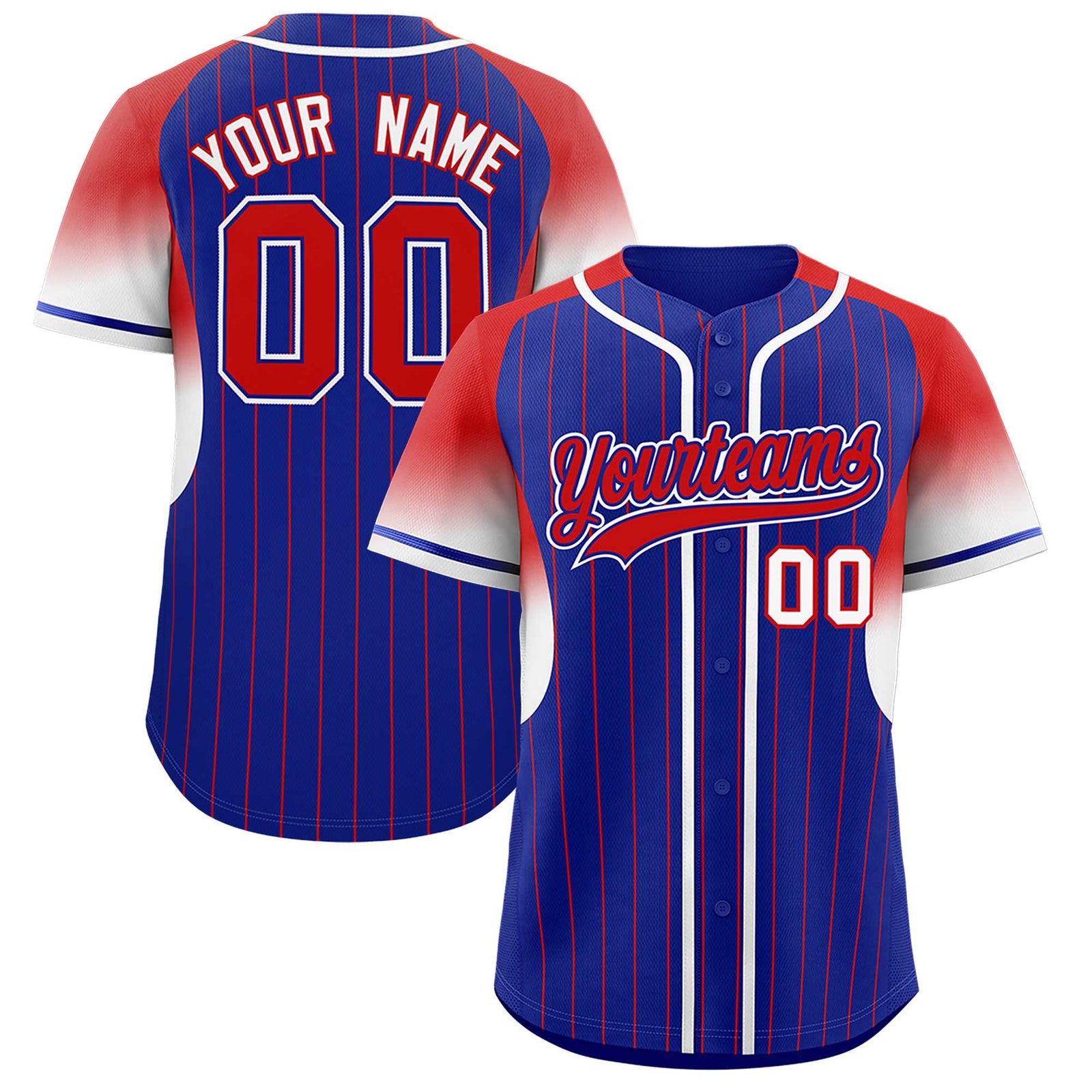Custom Royal Red Stripe Fashion Sleeves Gradient Authentic Baseball Jersey