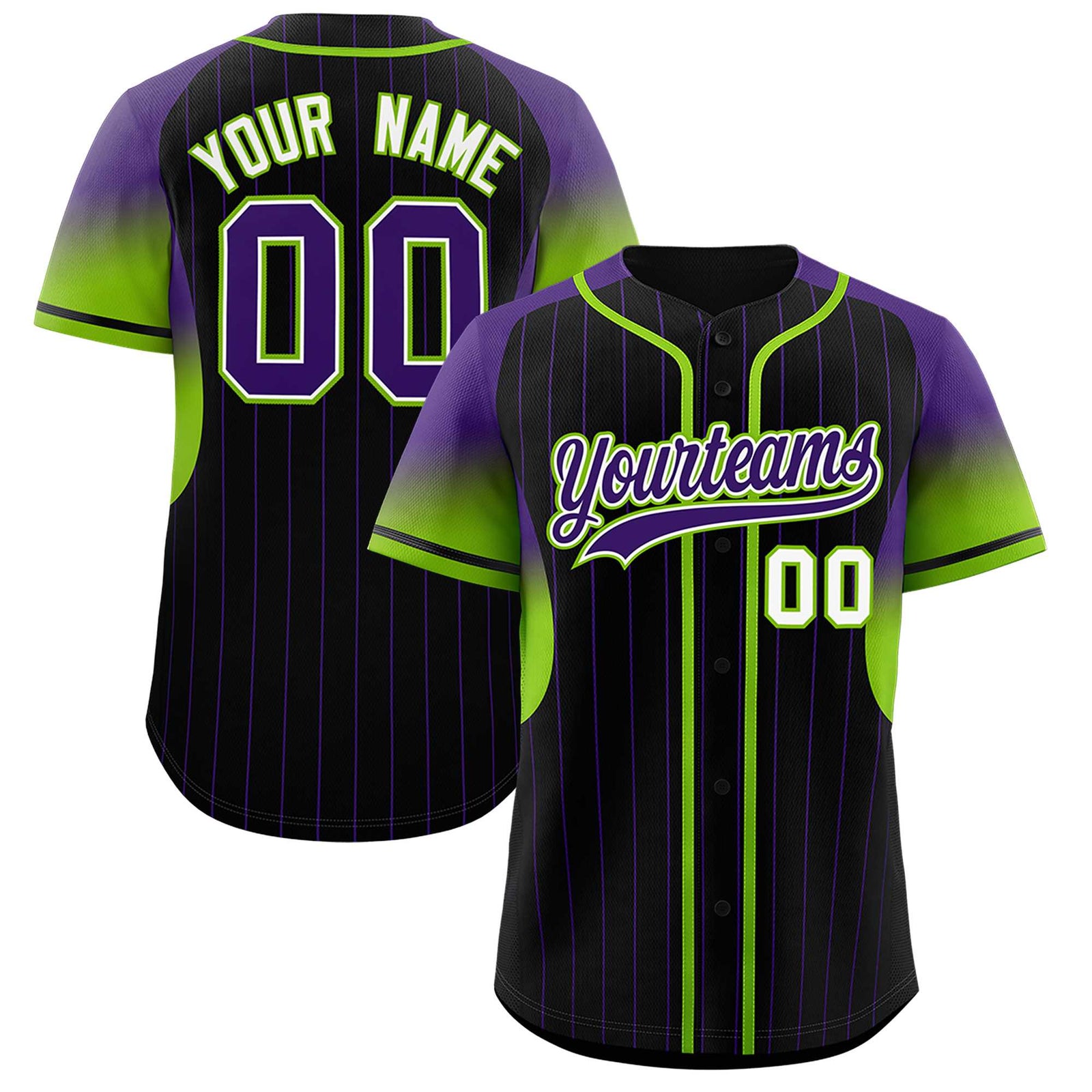 Custom Black Purple Stripe Fashion Sleeves Gradient Authentic Baseball Jersey