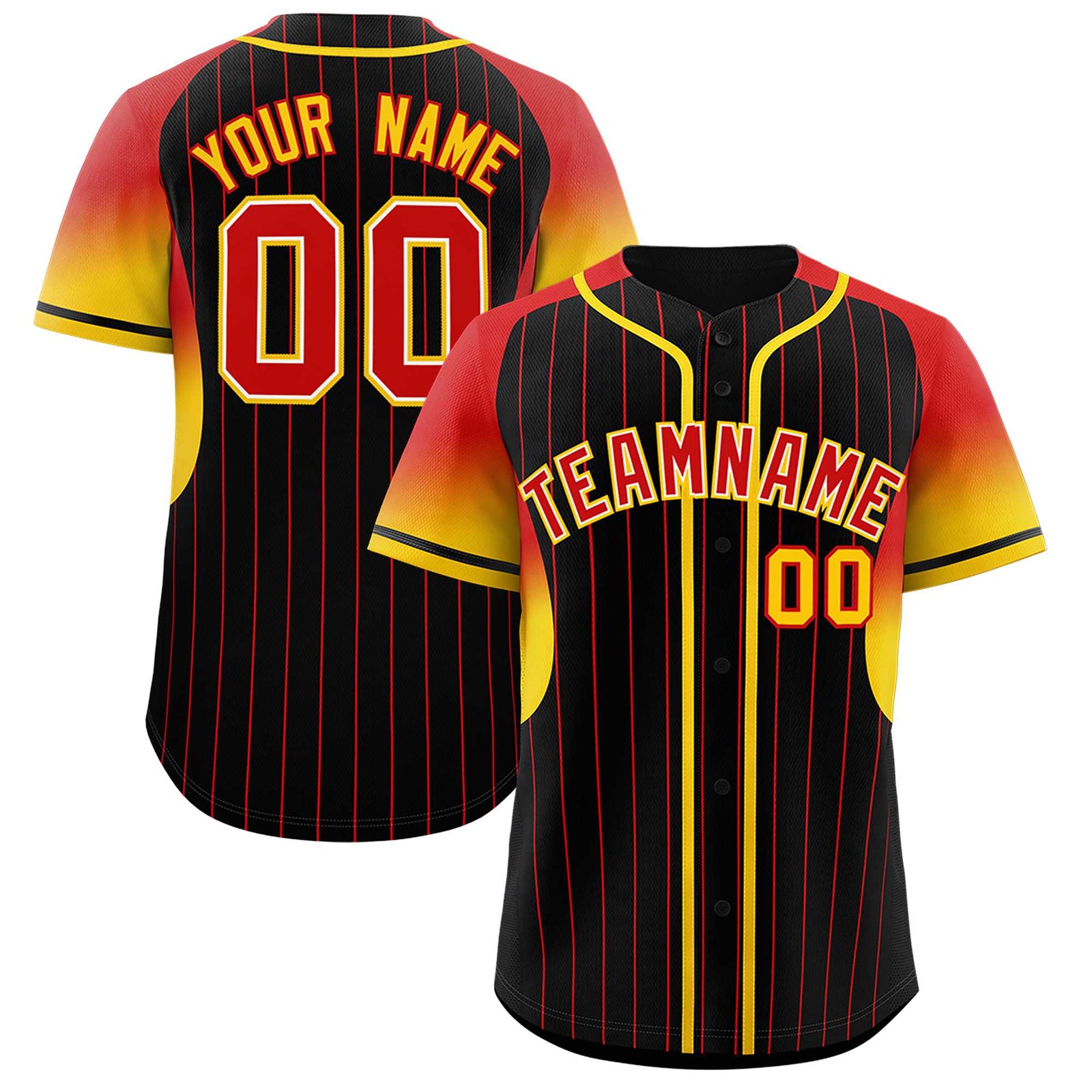 Custom Black Red Stripe Fashion Sleeves Gradient Authentic Baseball Jersey
