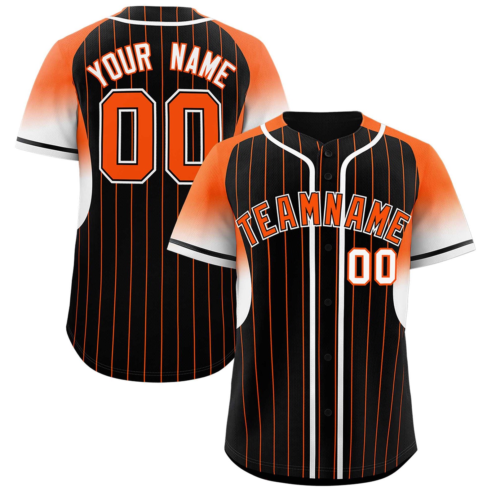 Custom Black Orange Stripe Fashion Sleeves Gradient Authentic Baseball Jersey