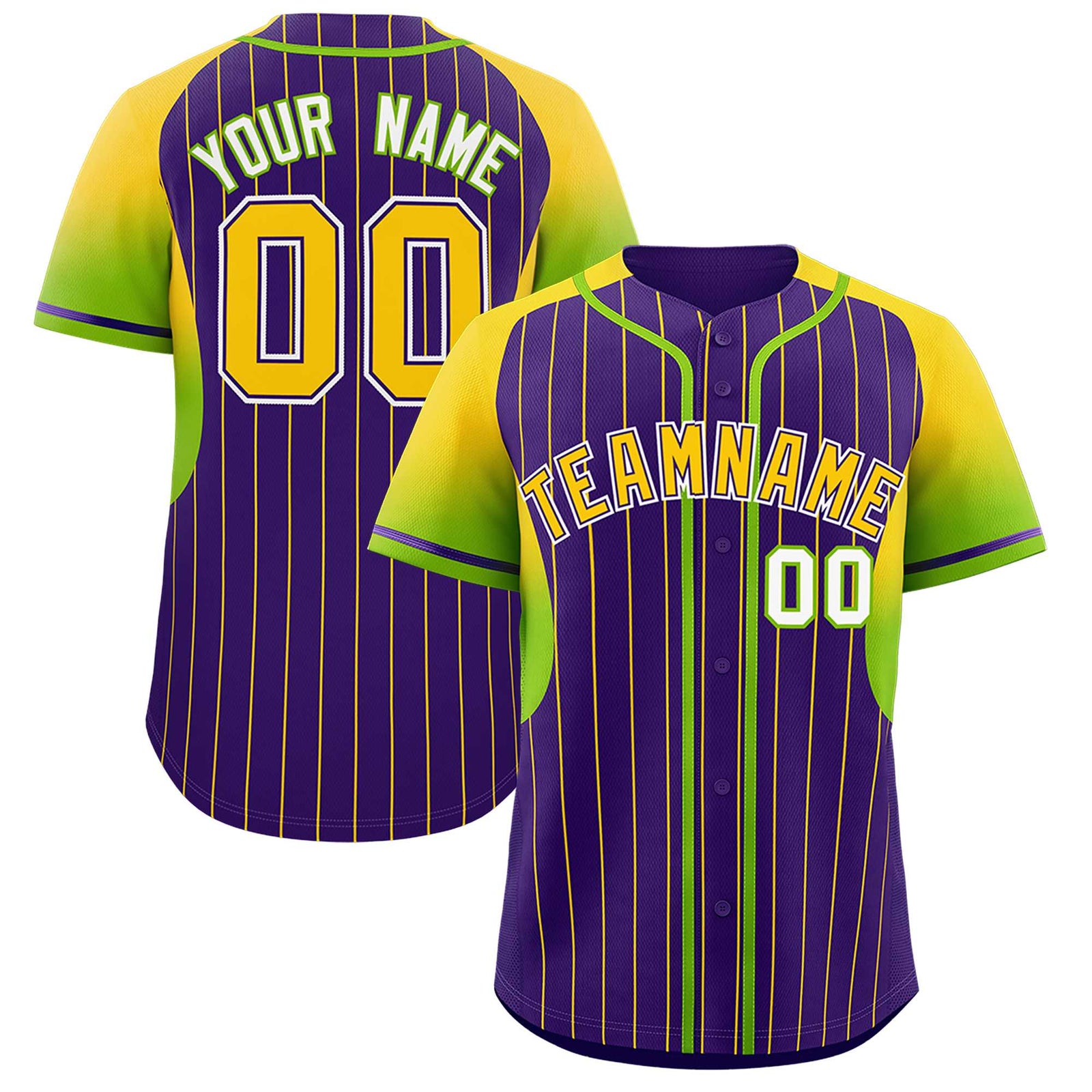 Custom Purple Gold Stripe Fashion Sleeves Gradient Authentic Baseball Jersey