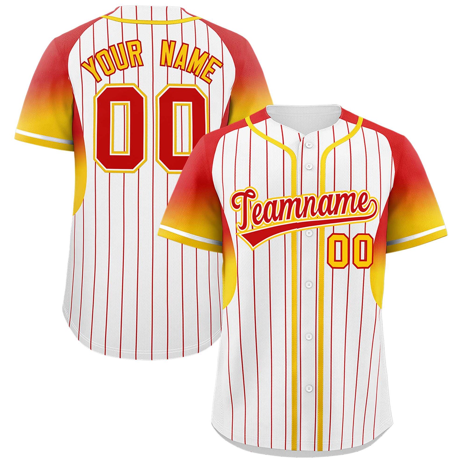 Custom White Red Stripe Fashion Sleeves Gradient Authentic Baseball Jersey