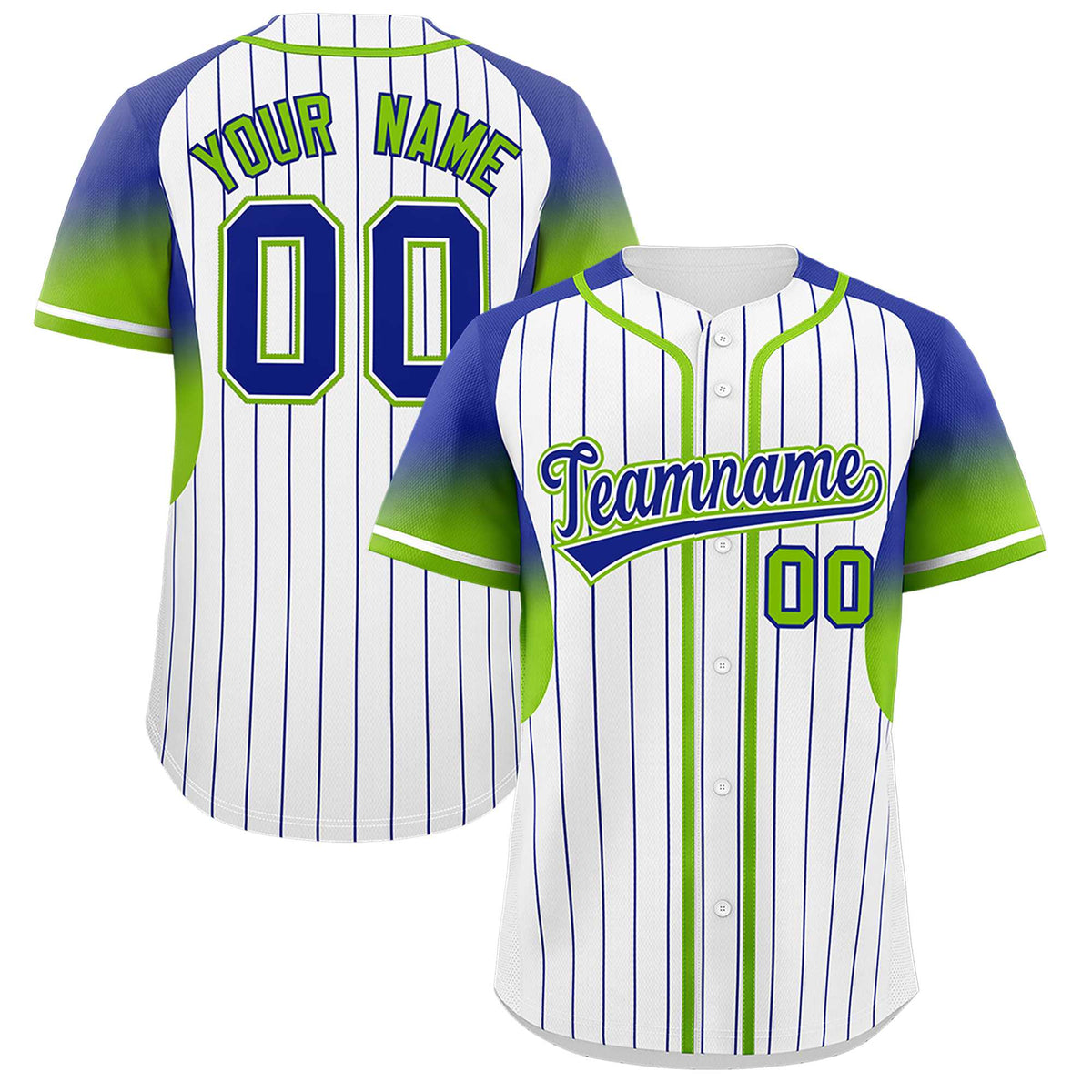 Custom White Royal Stripe Fashion Sleeves Gradient Authentic Baseball Jersey