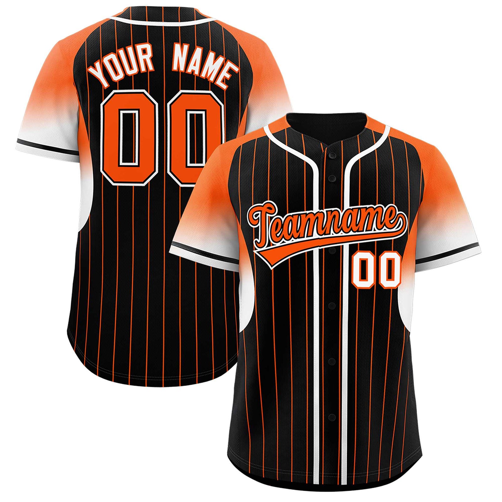 Custom Black Orange Stripe Fashion Sleeves Gradient Authentic Baseball Jersey