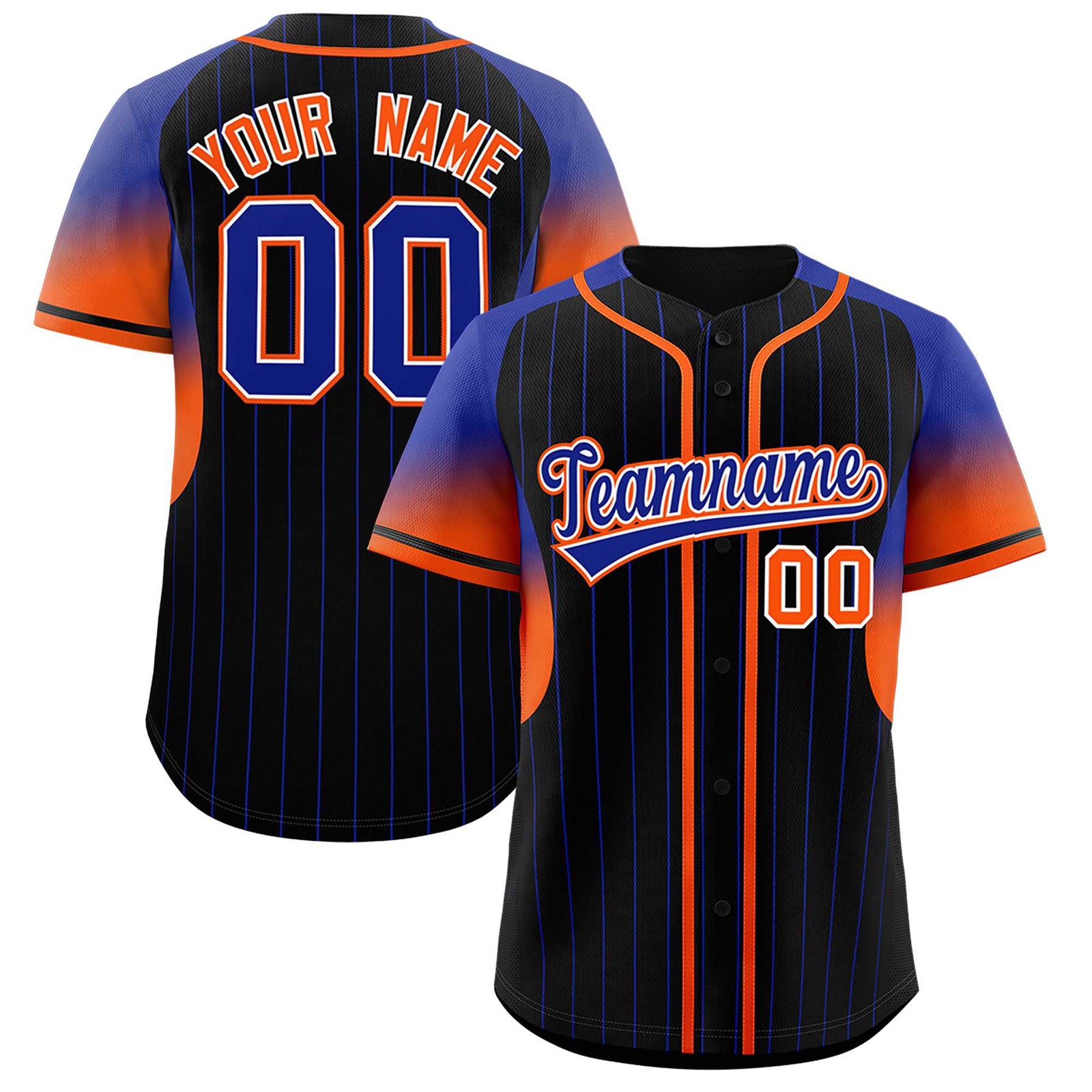 Custom Black Royal Stripe Fashion Sleeves Gradient Authentic Baseball Jersey