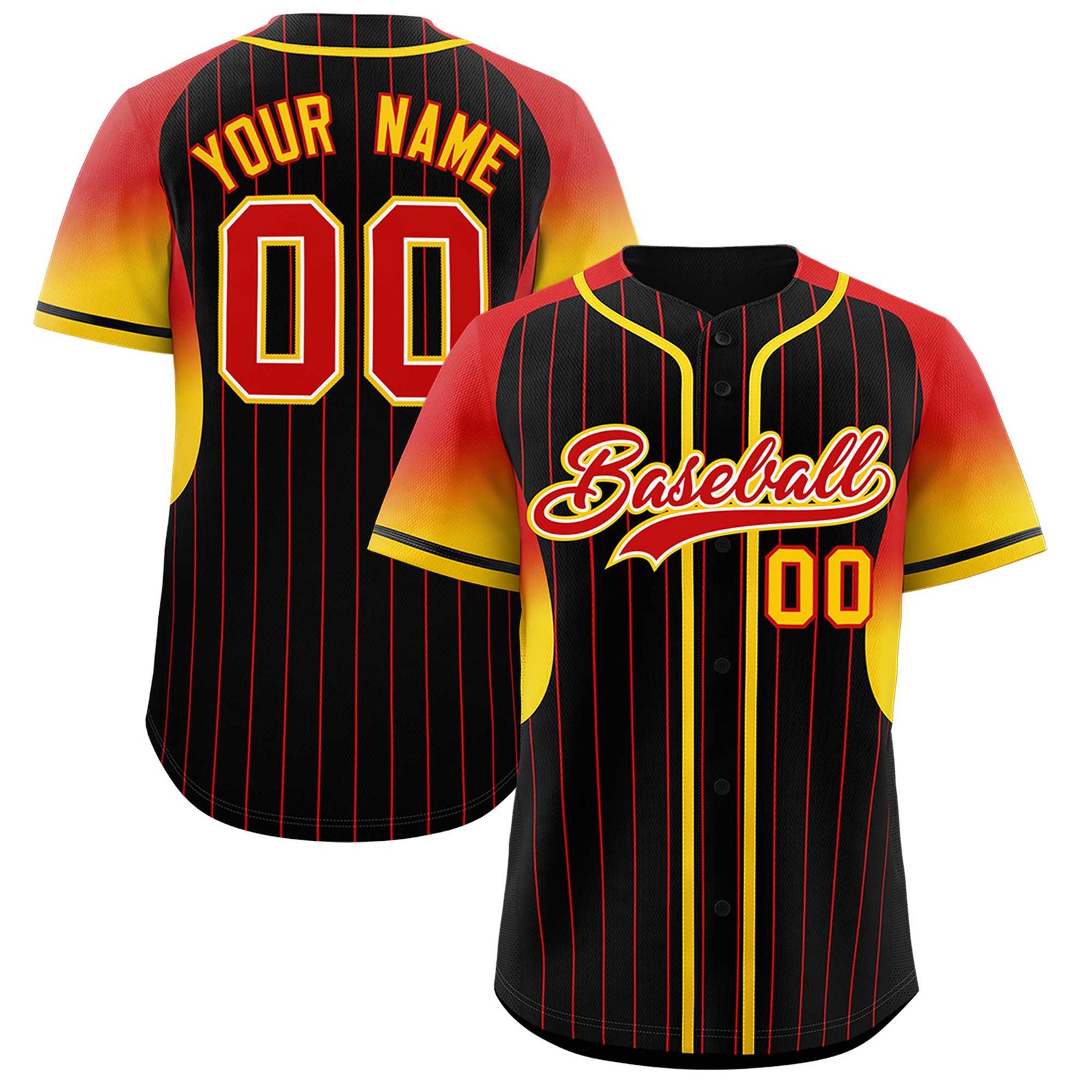 Custom Black Red Stripe Fashion Sleeves Gradient Authentic Baseball Jersey