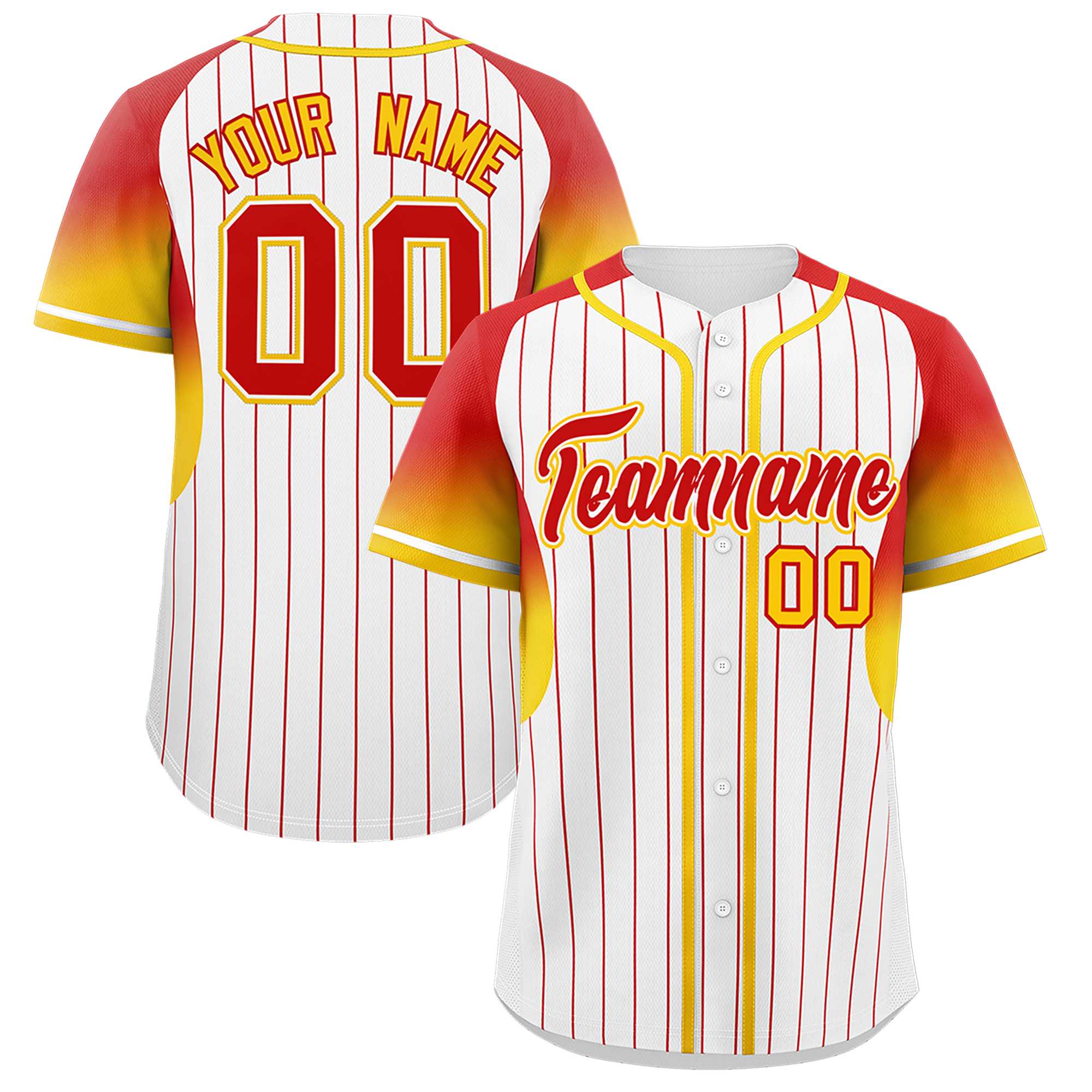 Custom White Red Stripe Fashion Sleeves Gradient Authentic Baseball Jersey