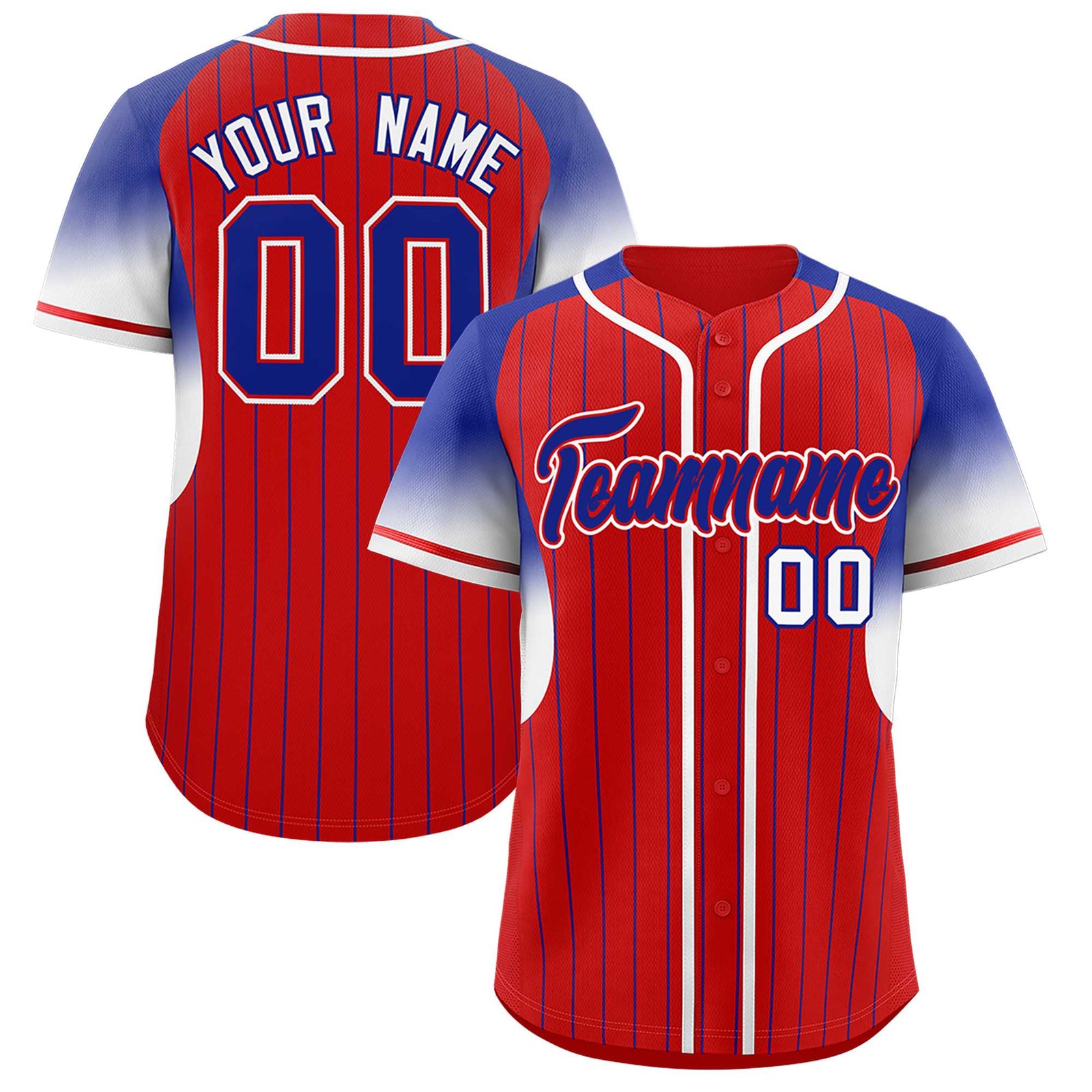 Custom Red Royal Stripe Fashion Sleeves Gradient Authentic Baseball Jersey