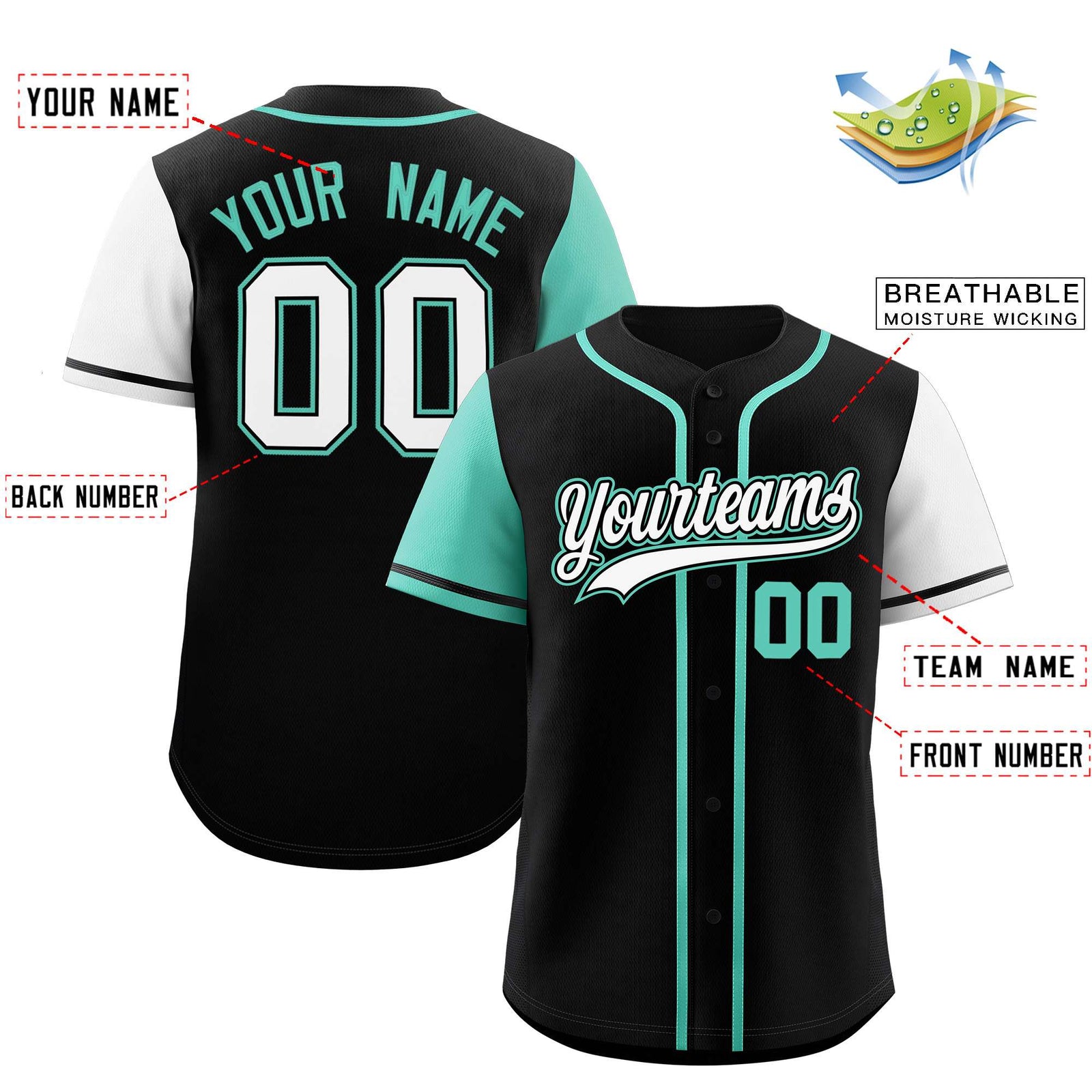 Custom Black Bright Green and White Raglan Sleeves Authentic Baseball Jersey