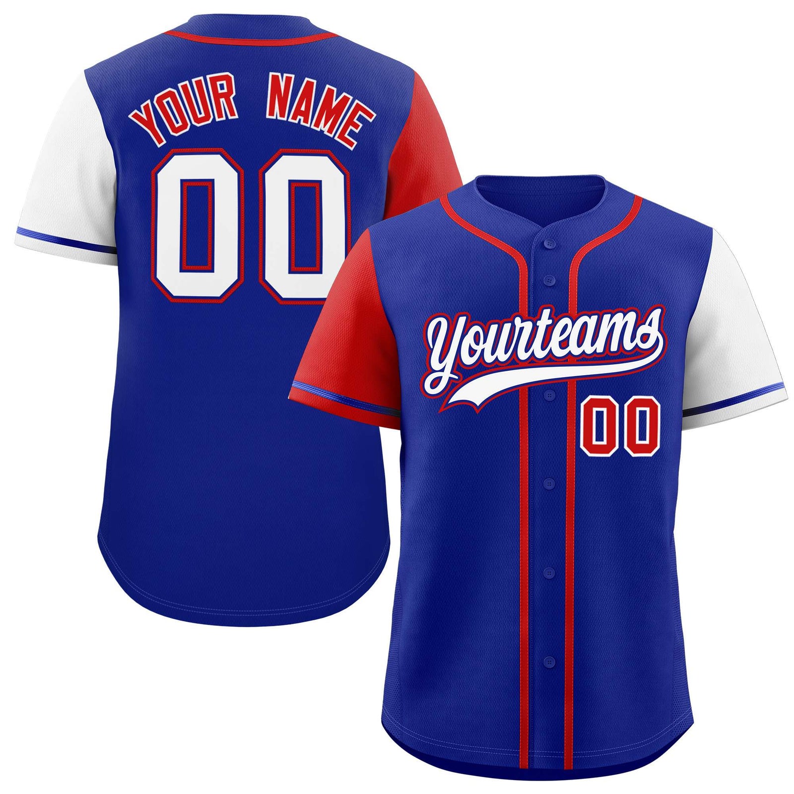 Custom Royal Red and White Raglan Sleeves Authentic Baseball Jersey
