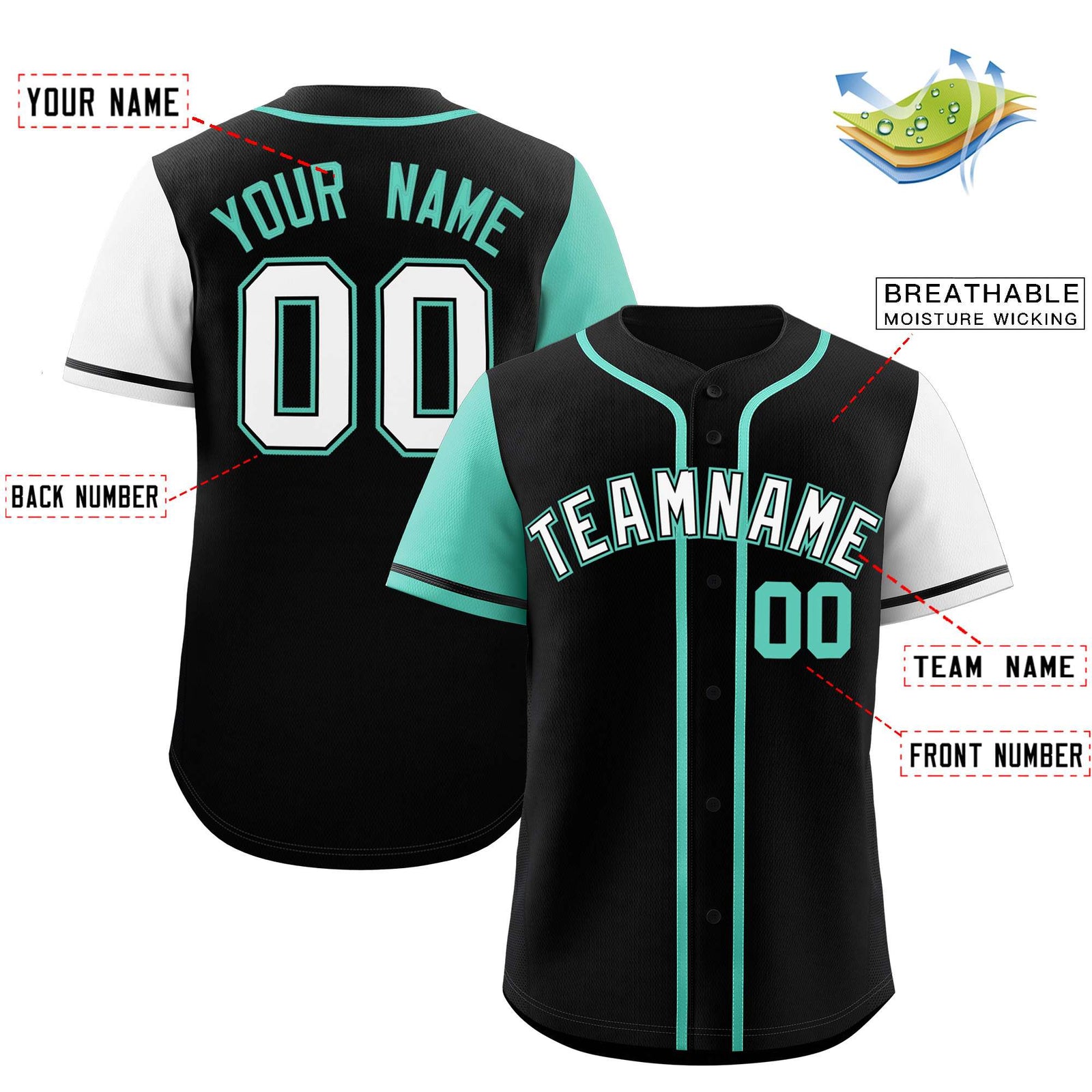 Custom Black Bright Green and White Raglan Sleeves Authentic Baseball Jersey