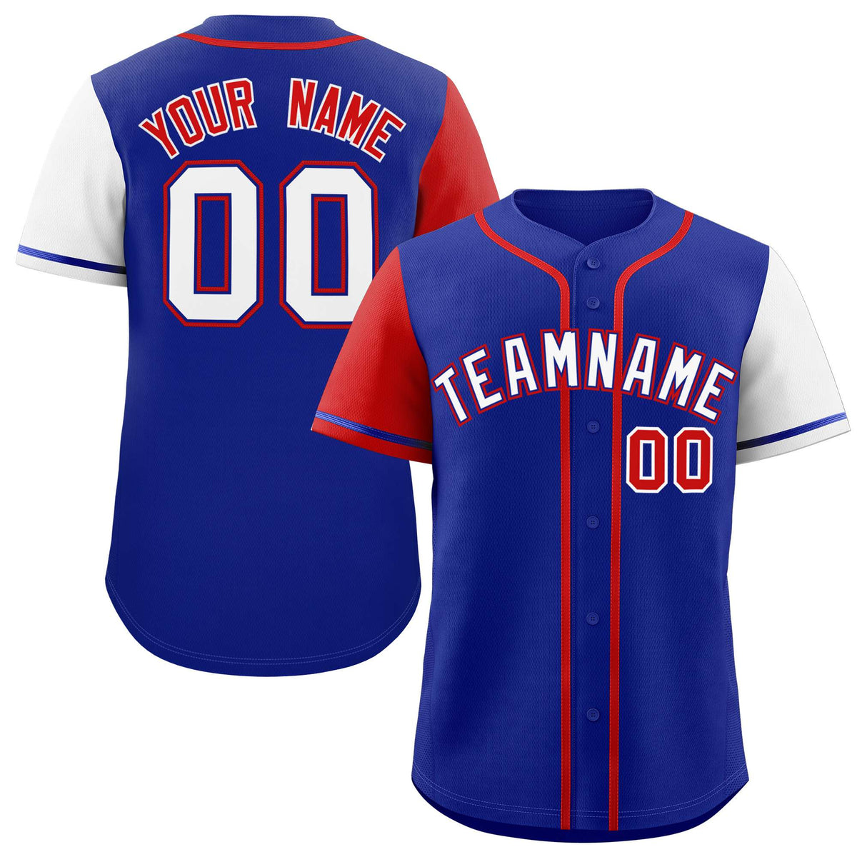 Custom Royal Red and White Raglan Sleeves Authentic Baseball Jersey