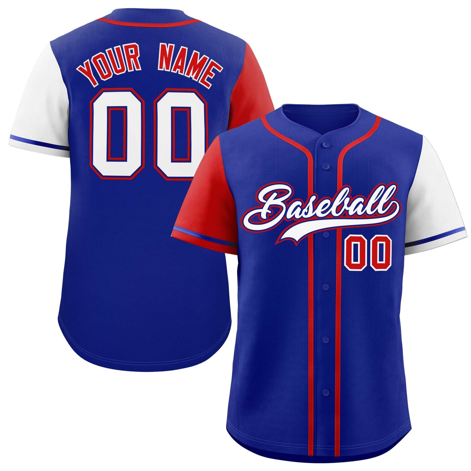 Custom Royal Red and White Raglan Sleeves Authentic Baseball Jersey