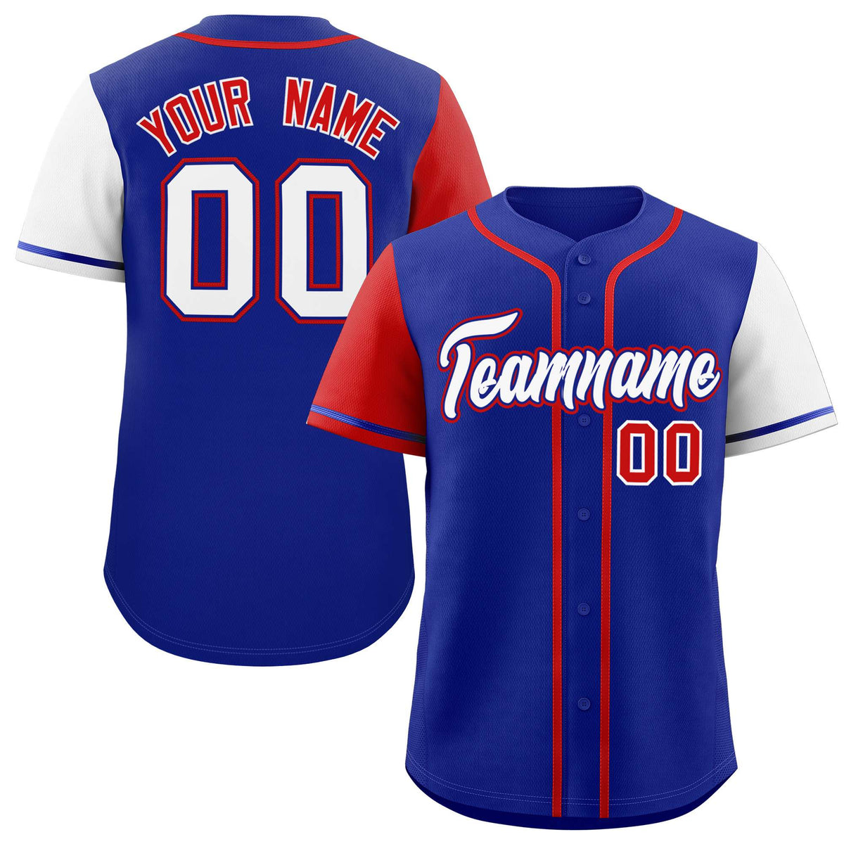 Custom Royal Red and White Raglan Sleeves Authentic Baseball Jersey