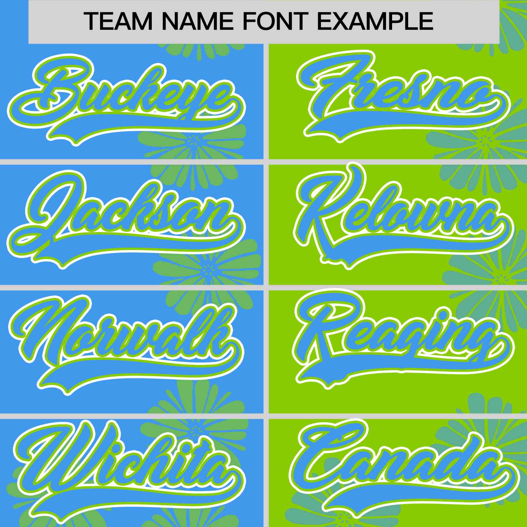 Custom Powder Blue Neon Green Split Fashion Flower Graffiti Pattern Authentic Baseball Jersey
