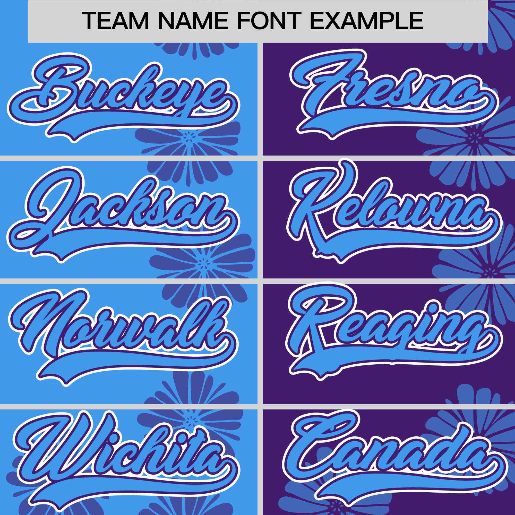 Custom Powder Blue Purple Split Fashion Flower Graffiti Pattern Authentic Baseball Jersey