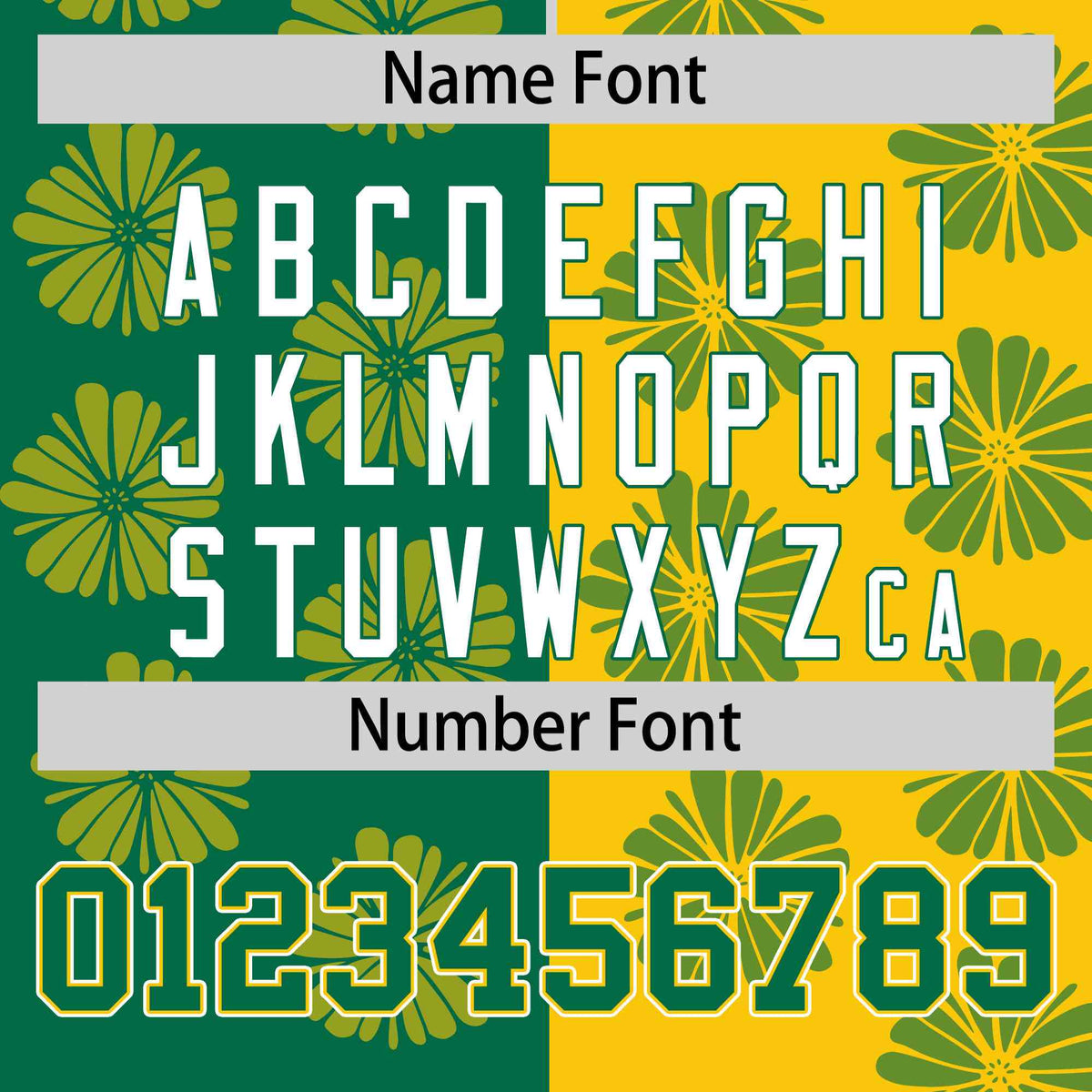 Custom Kelly Green Gold Split Fashion Flower Graffiti Pattern Authentic Baseball Jersey