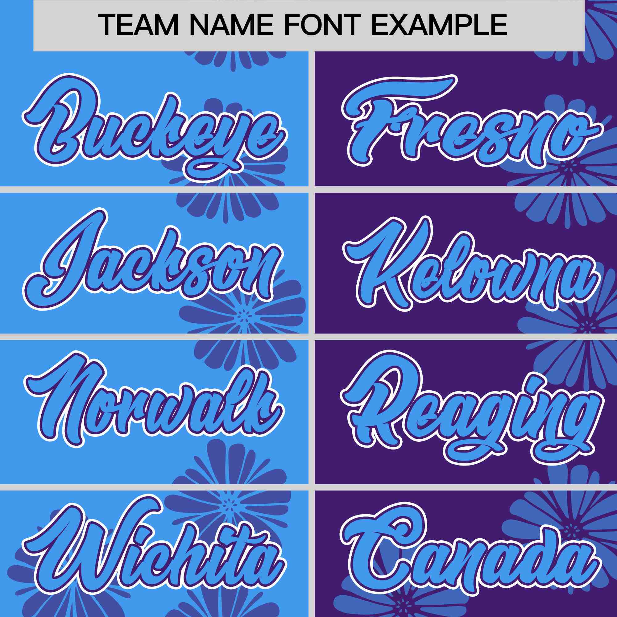 Custom Powder Blue Purple Split Fashion Flower Graffiti Pattern Authentic Baseball Jersey
