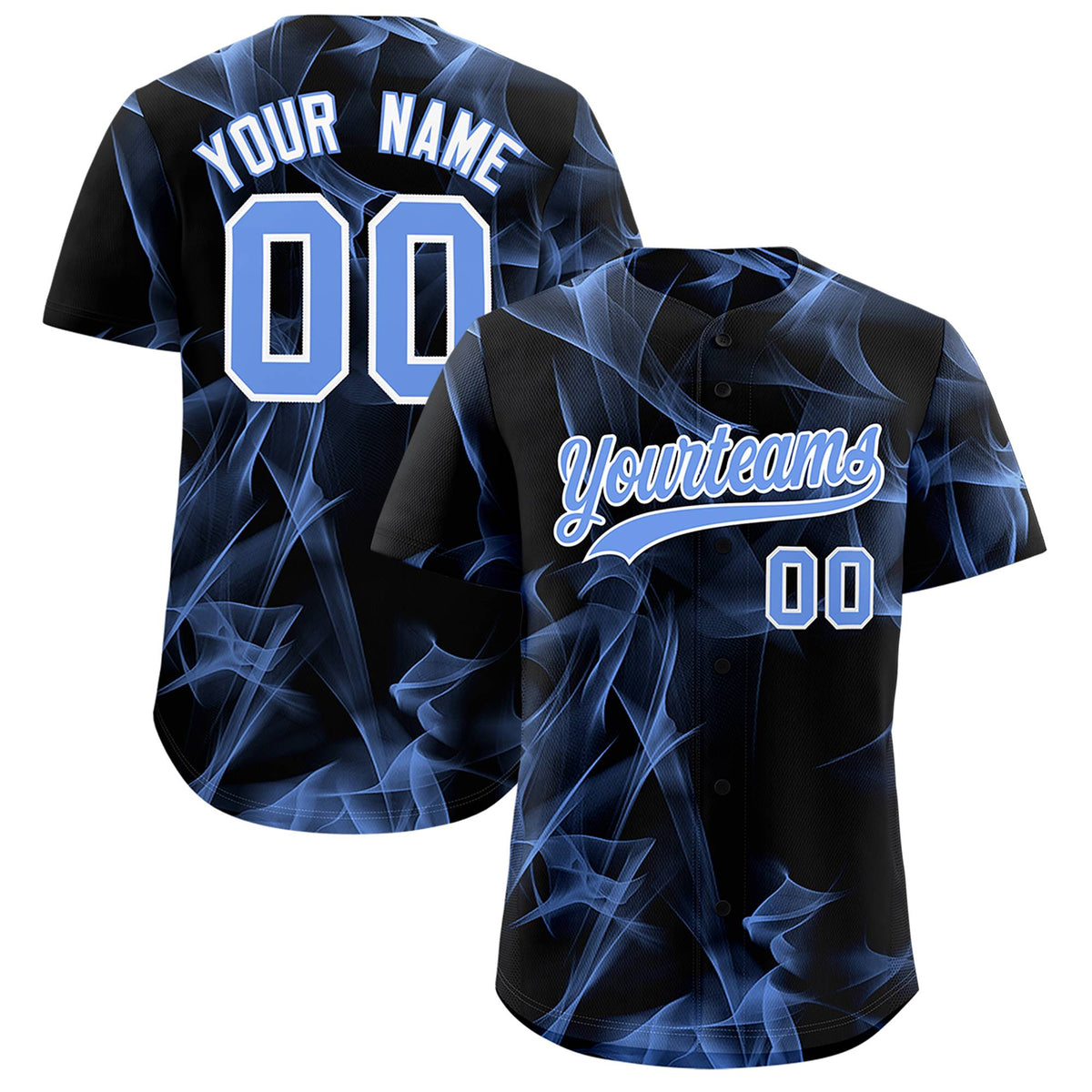 Custom Black Fumes Graffiti Pattern Authentic Baseball Jersey