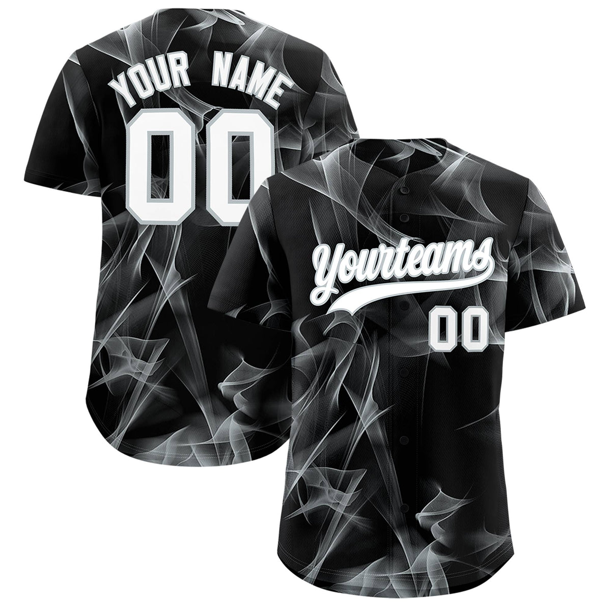 Custom Black Fumes Graffiti Pattern Authentic Baseball Jersey