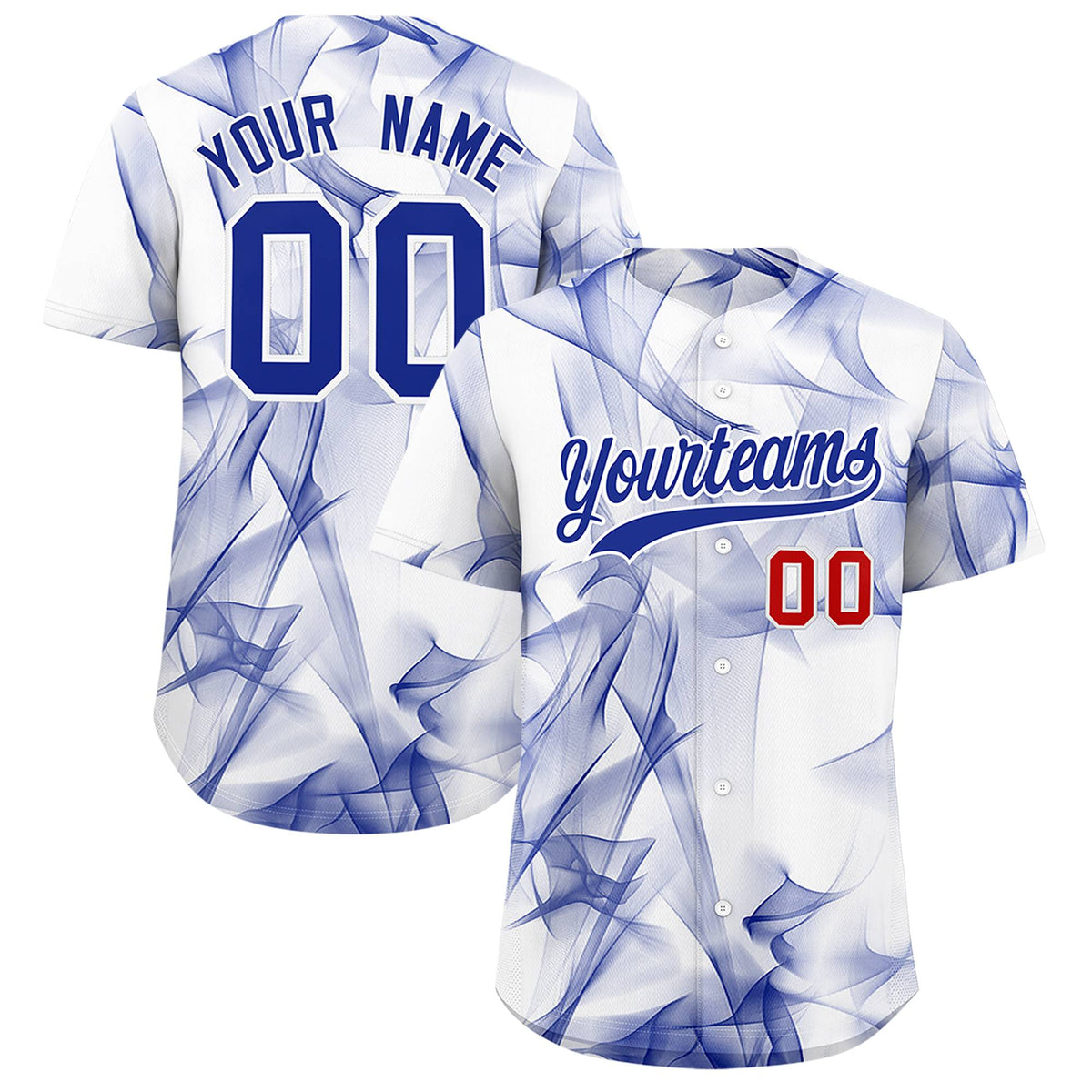 Custom White Fumes Graffiti Pattern Authentic Baseball Jersey