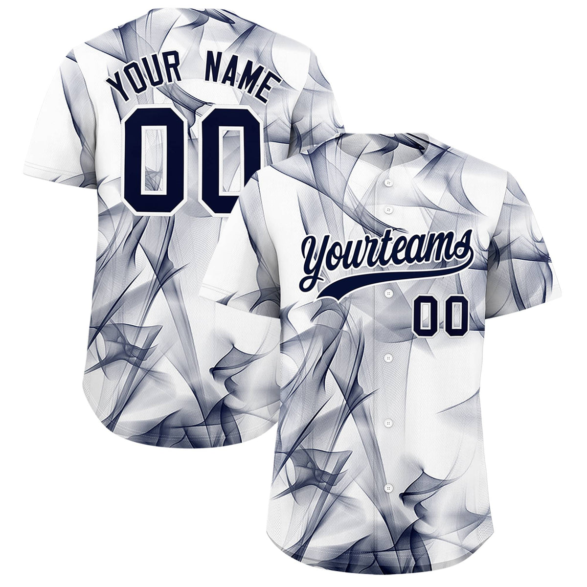 Custom White Fumes Graffiti Pattern Authentic Baseball Jersey