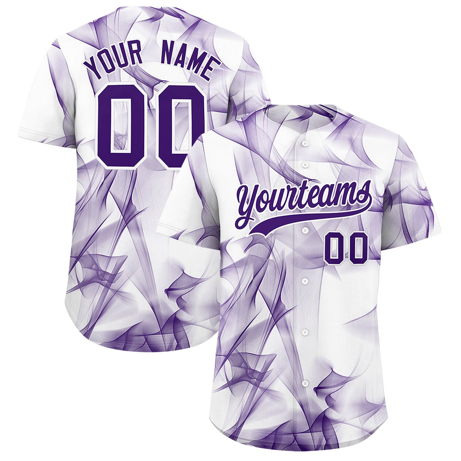 Custom White Fumes Graffiti Pattern Authentic Baseball Jersey