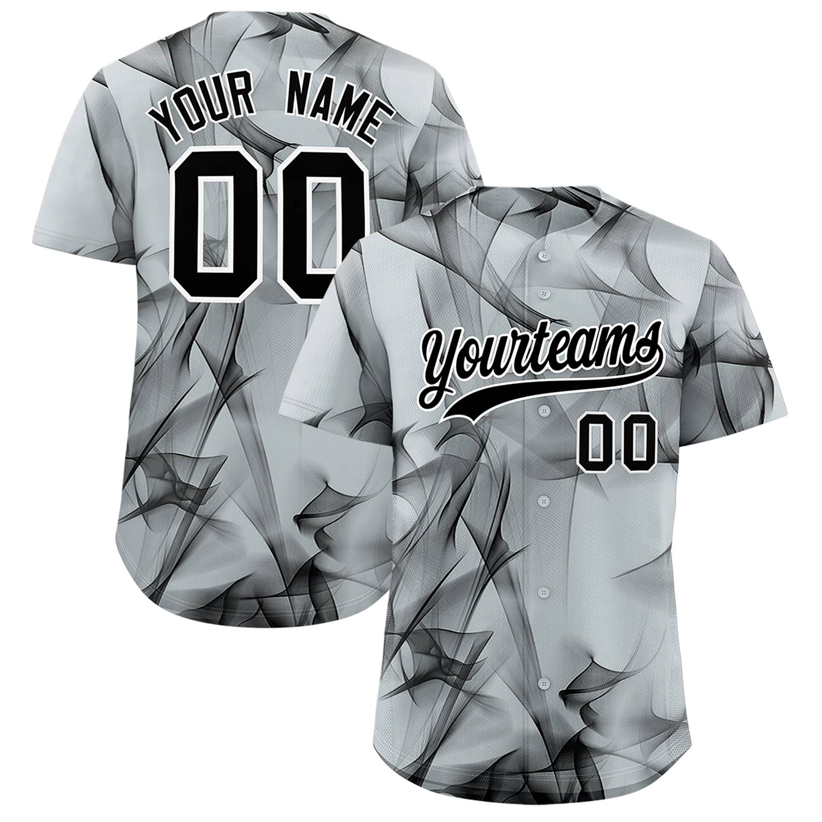 Custom Silver Fumes Graffiti Pattern Authentic Baseball Jersey