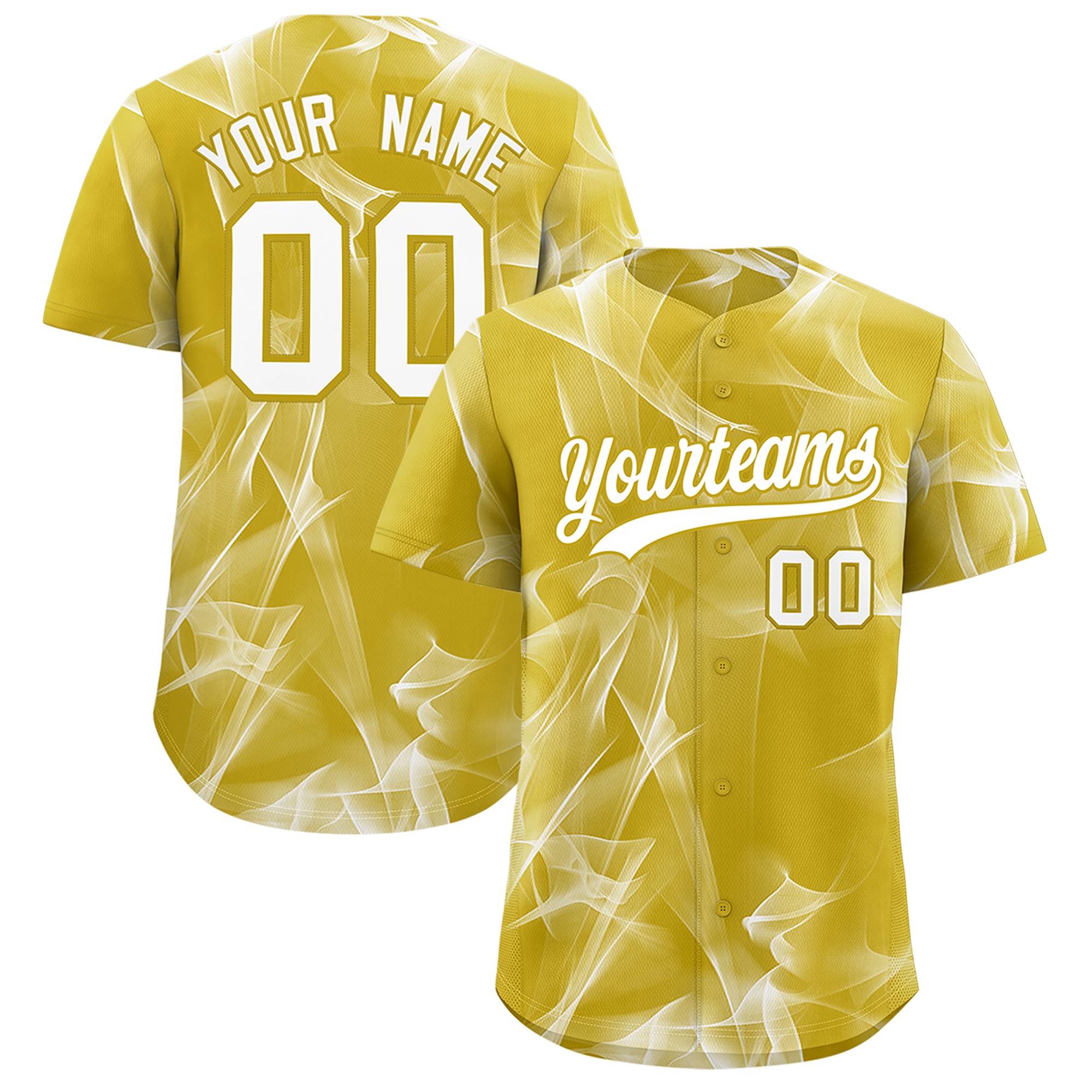 Custom Old Gold Fumes Graffiti Pattern Authentic Baseball Jersey