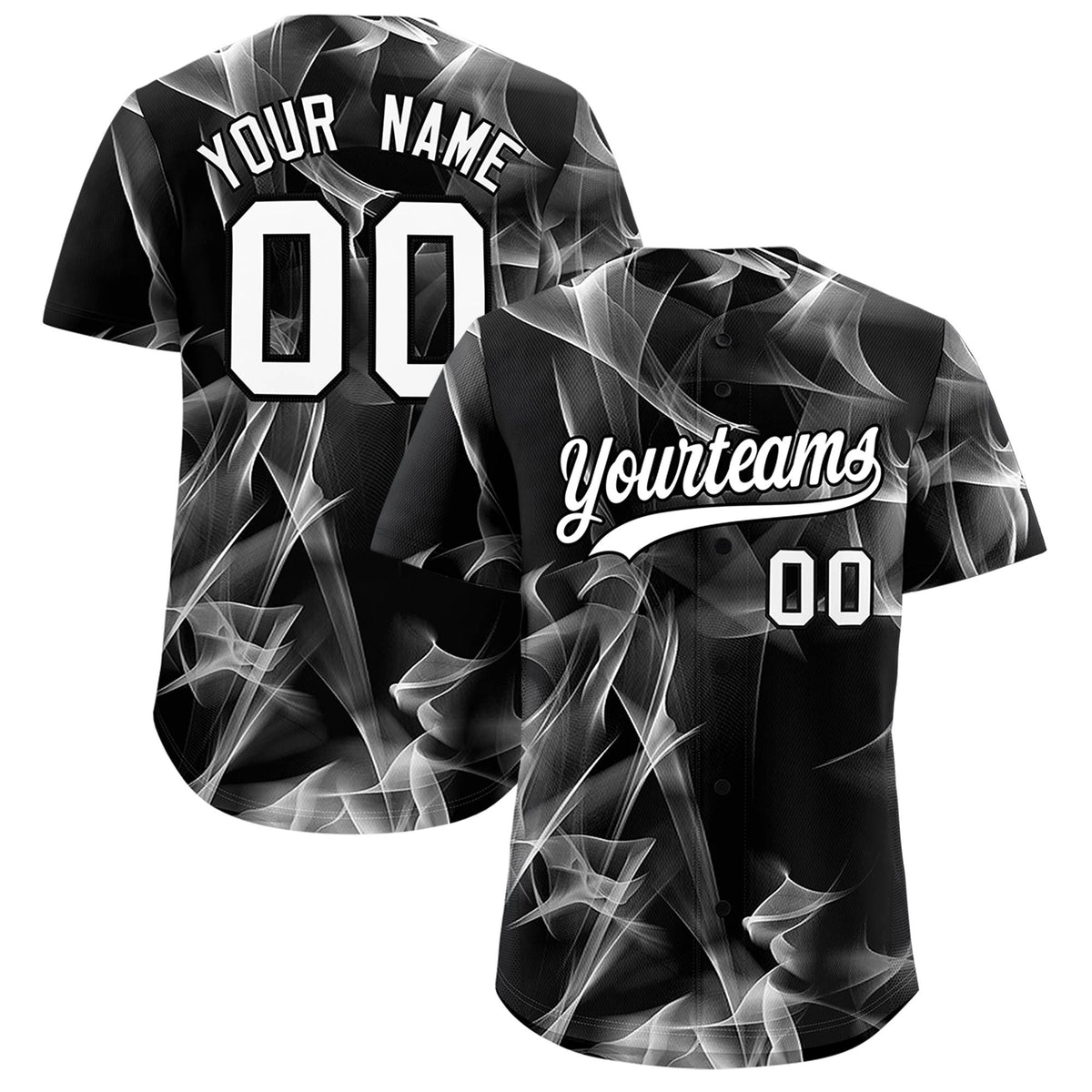 Custom Black Fumes Graffiti Pattern Authentic Baseball Jersey