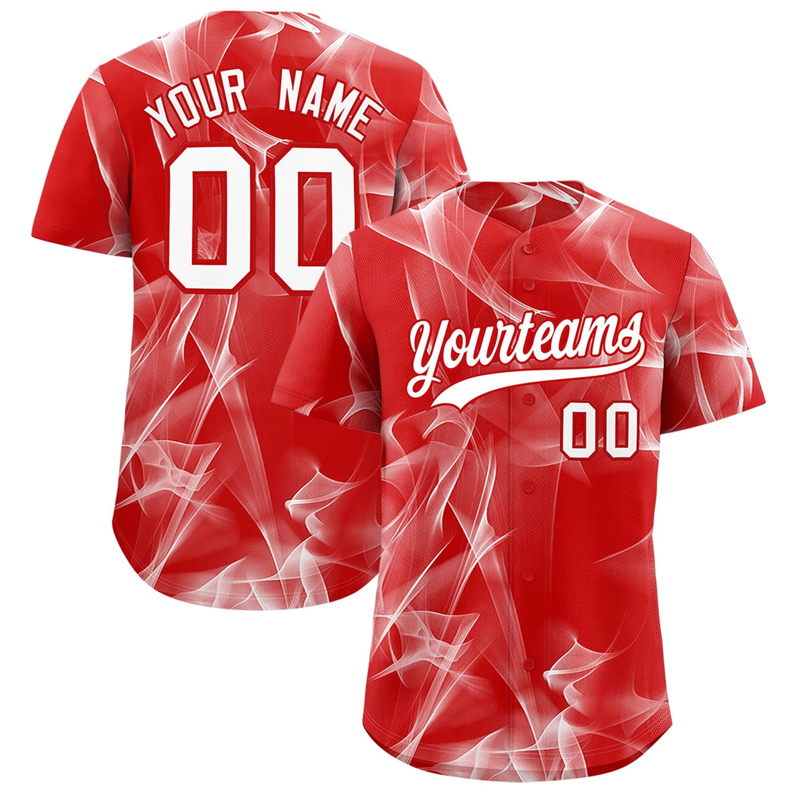 Custom Red Fumes Graffiti Pattern Authentic Baseball Jersey