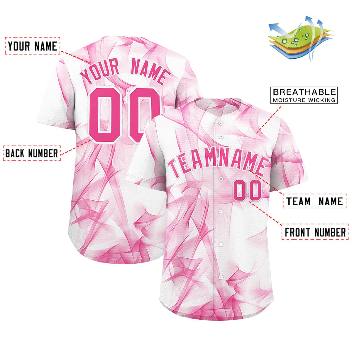 Custom White Fumes Graffiti Pattern Authentic Baseball Jersey