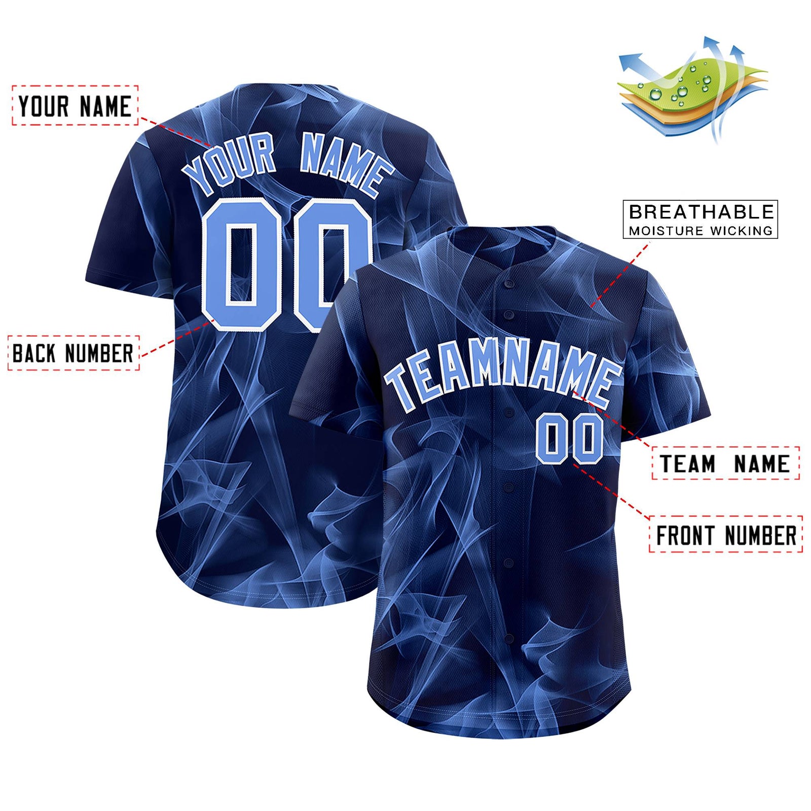 Custom Navy Fumes Graffiti Pattern Authentic Baseball Jersey