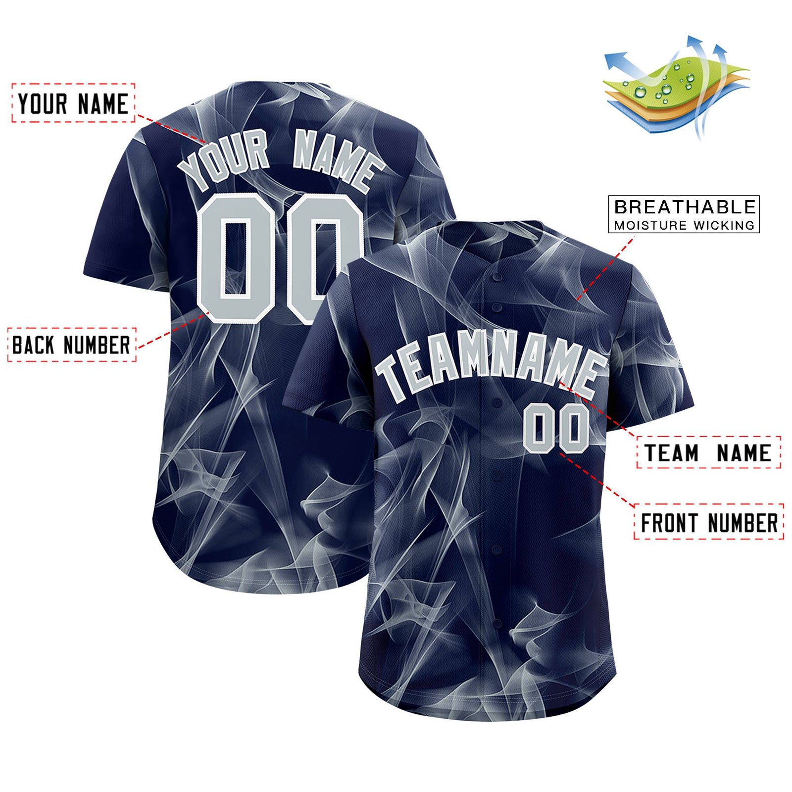Custom Navy Fumes Graffiti Pattern Authentic Baseball Jersey