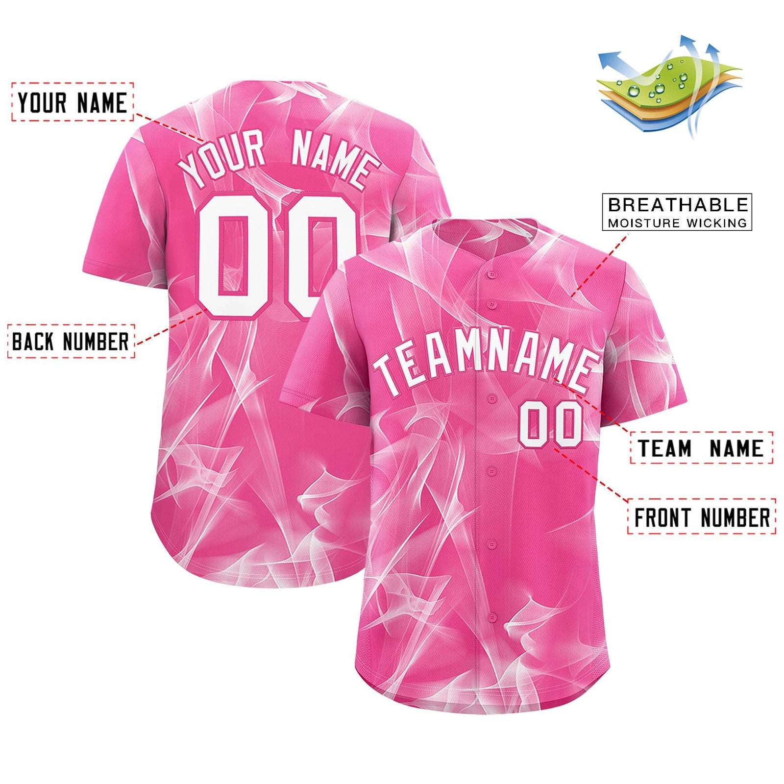 Custom Pink Fumes Graffiti Pattern Authentic Baseball Jersey