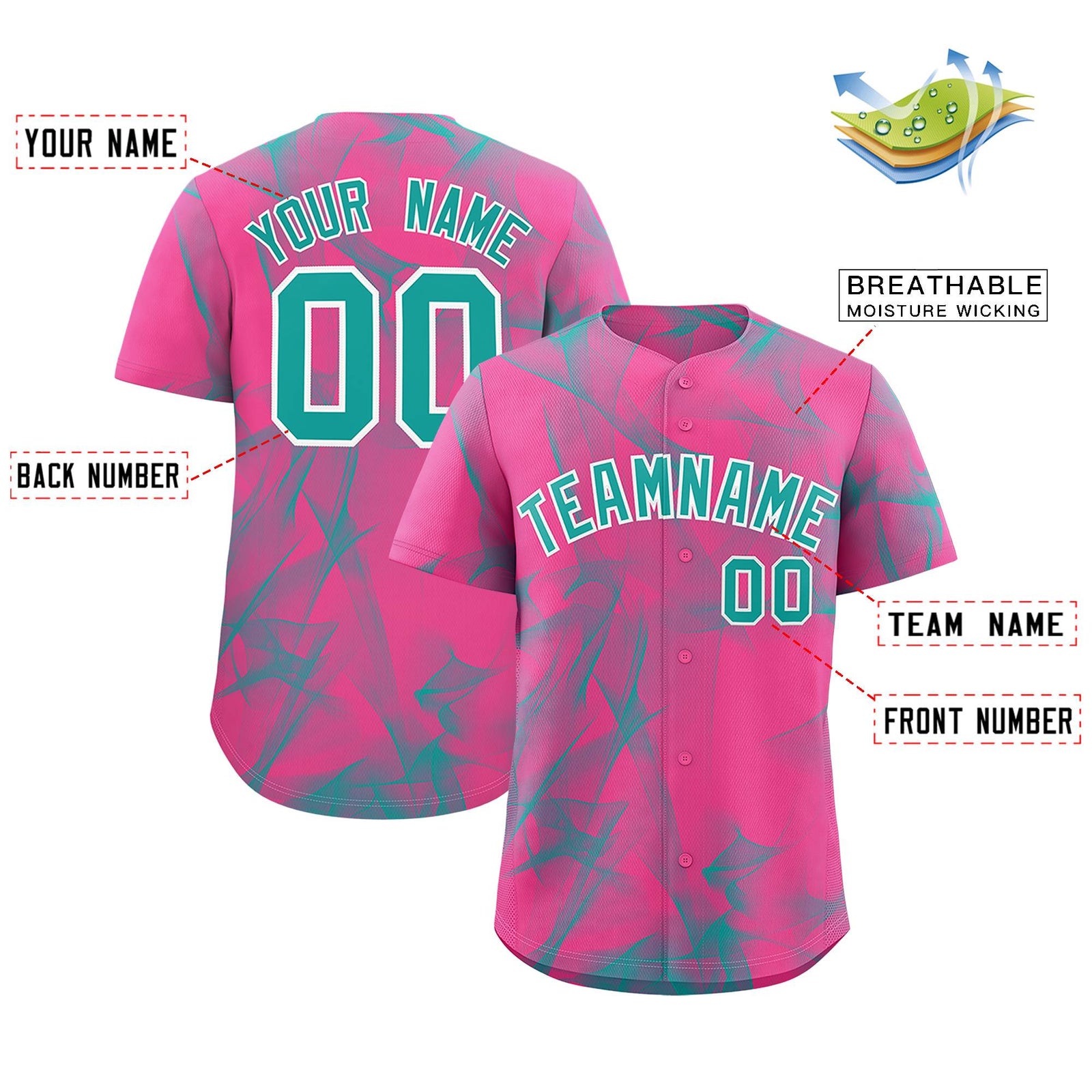 Custom Pink Fumes Graffiti Pattern Authentic Baseball Jersey