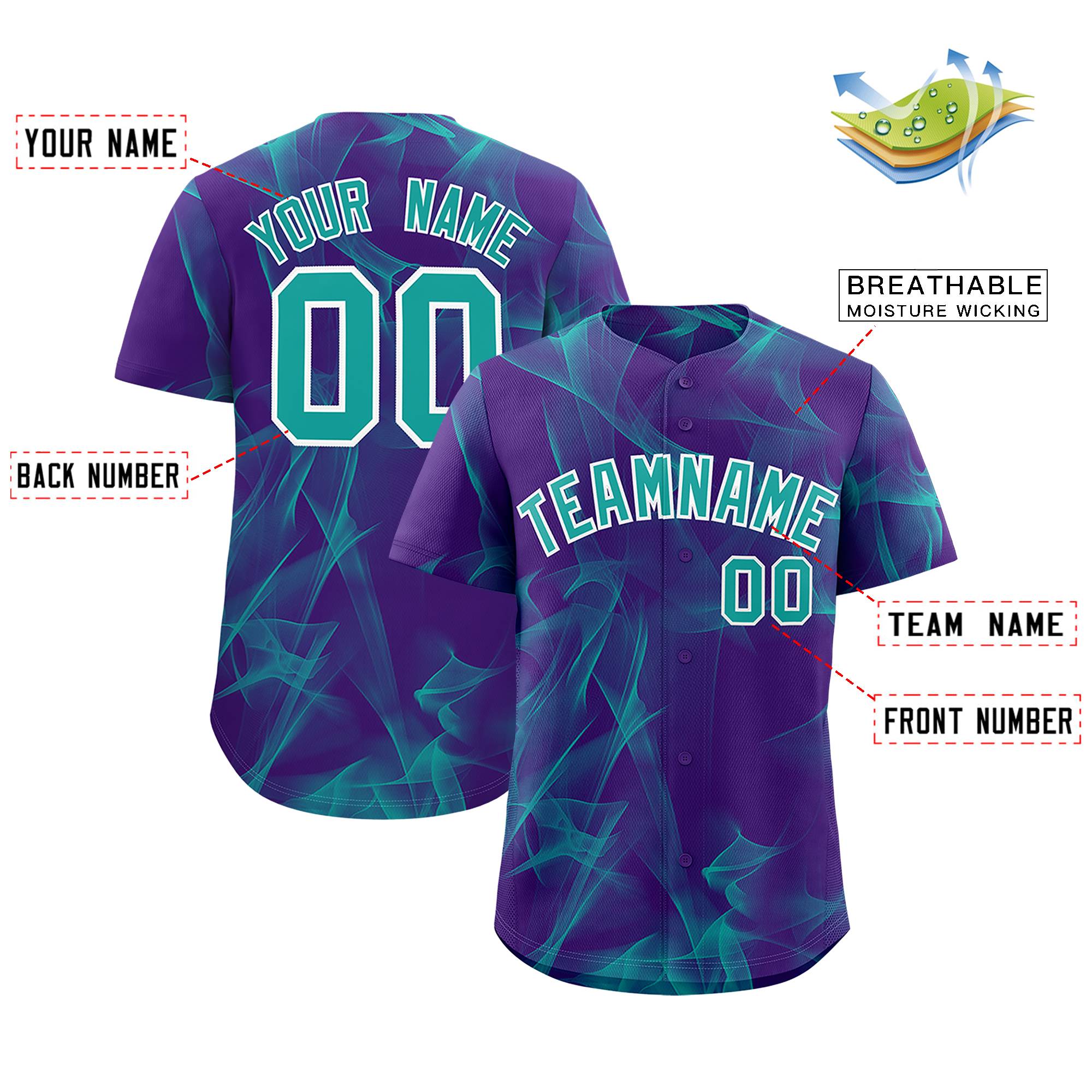 Custom Purple Fumes Graffiti Pattern Authentic Baseball Jersey