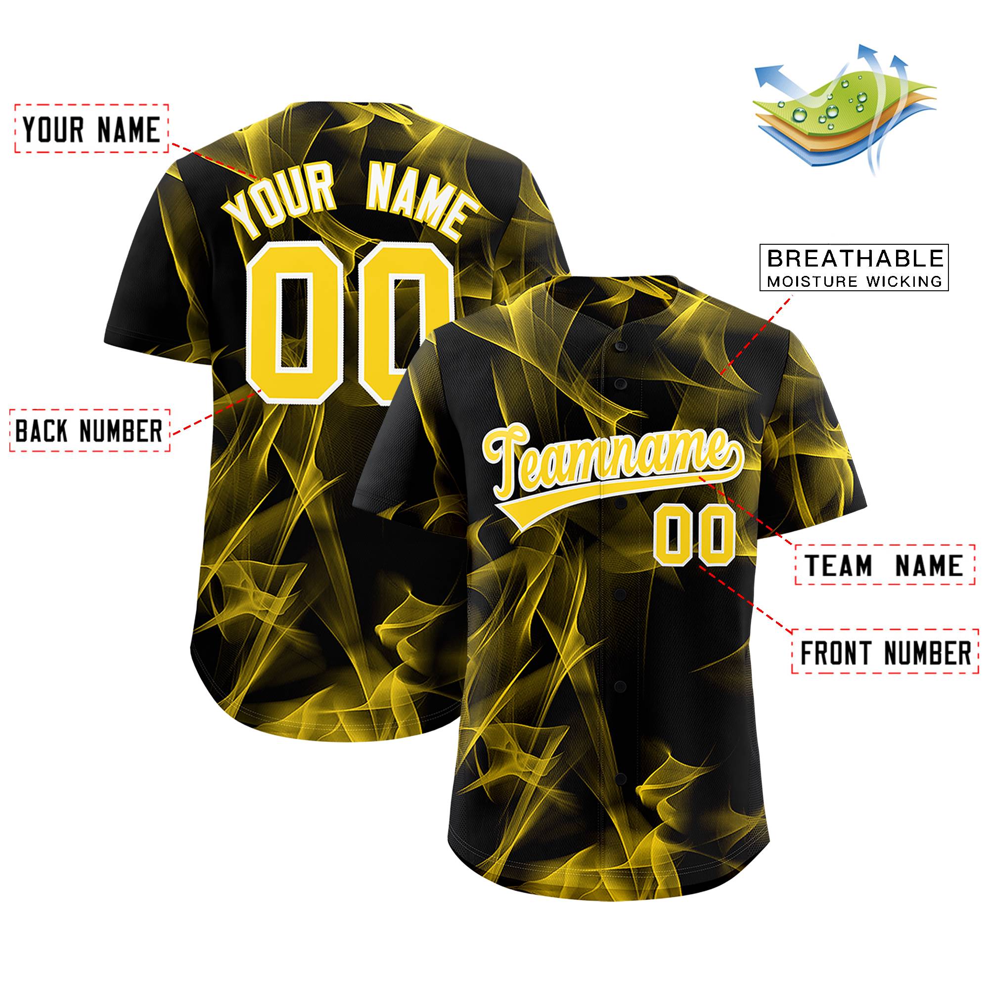 Custom Black Fumes Graffiti Pattern Authentic Baseball Jersey