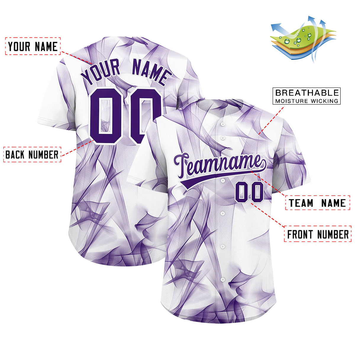 Custom White Fumes Graffiti Pattern Authentic Baseball Jersey