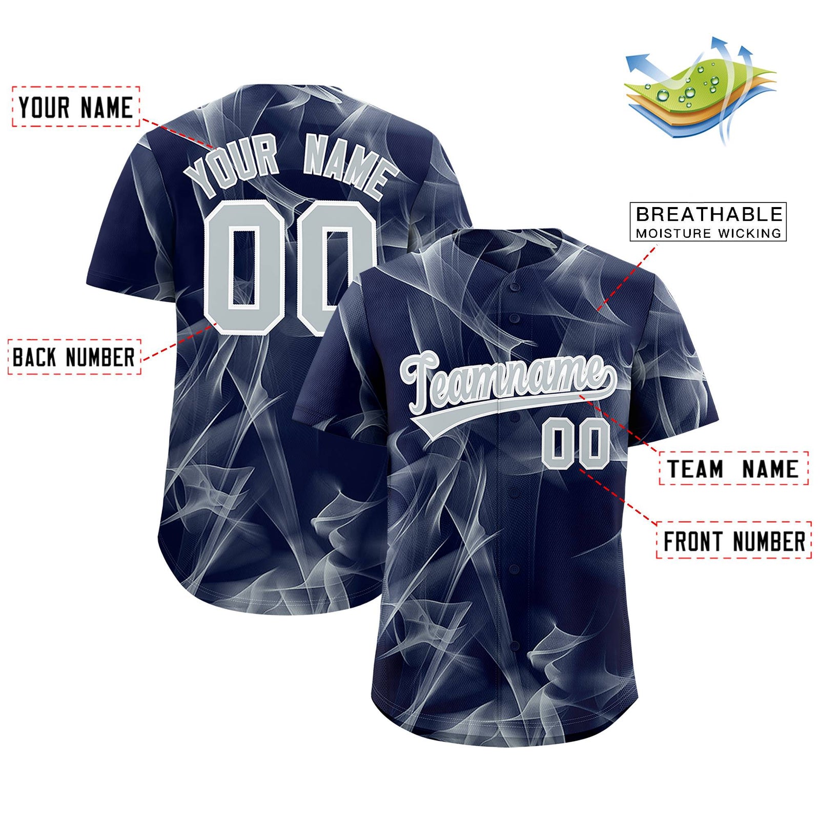 Custom Navy Fumes Graffiti Pattern Authentic Baseball Jersey