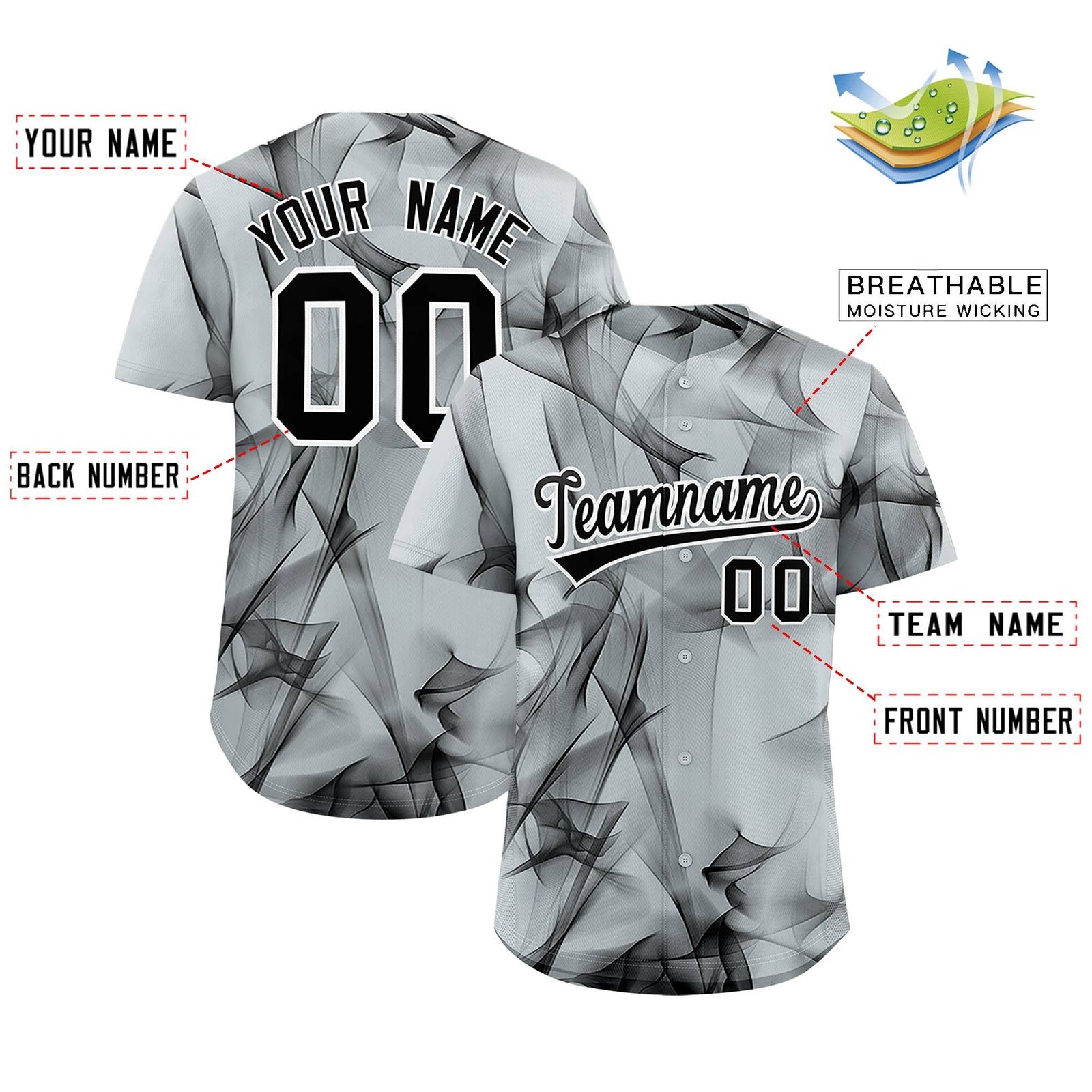 Custom Silver Fumes Graffiti Pattern Authentic Baseball Jersey