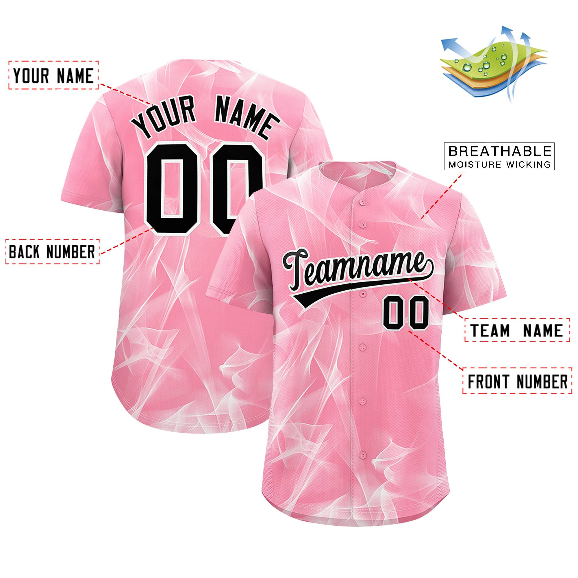Custom Light Pink Fumes Graffiti Pattern Authentic Baseball Jersey