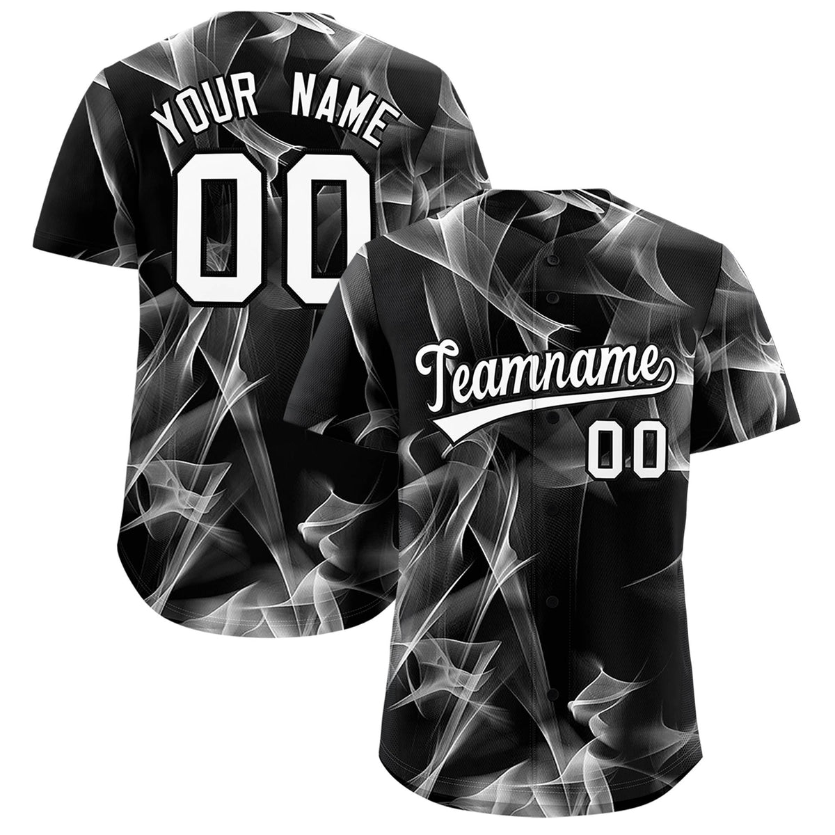 Custom Black Fumes Graffiti Pattern Authentic Baseball Jersey