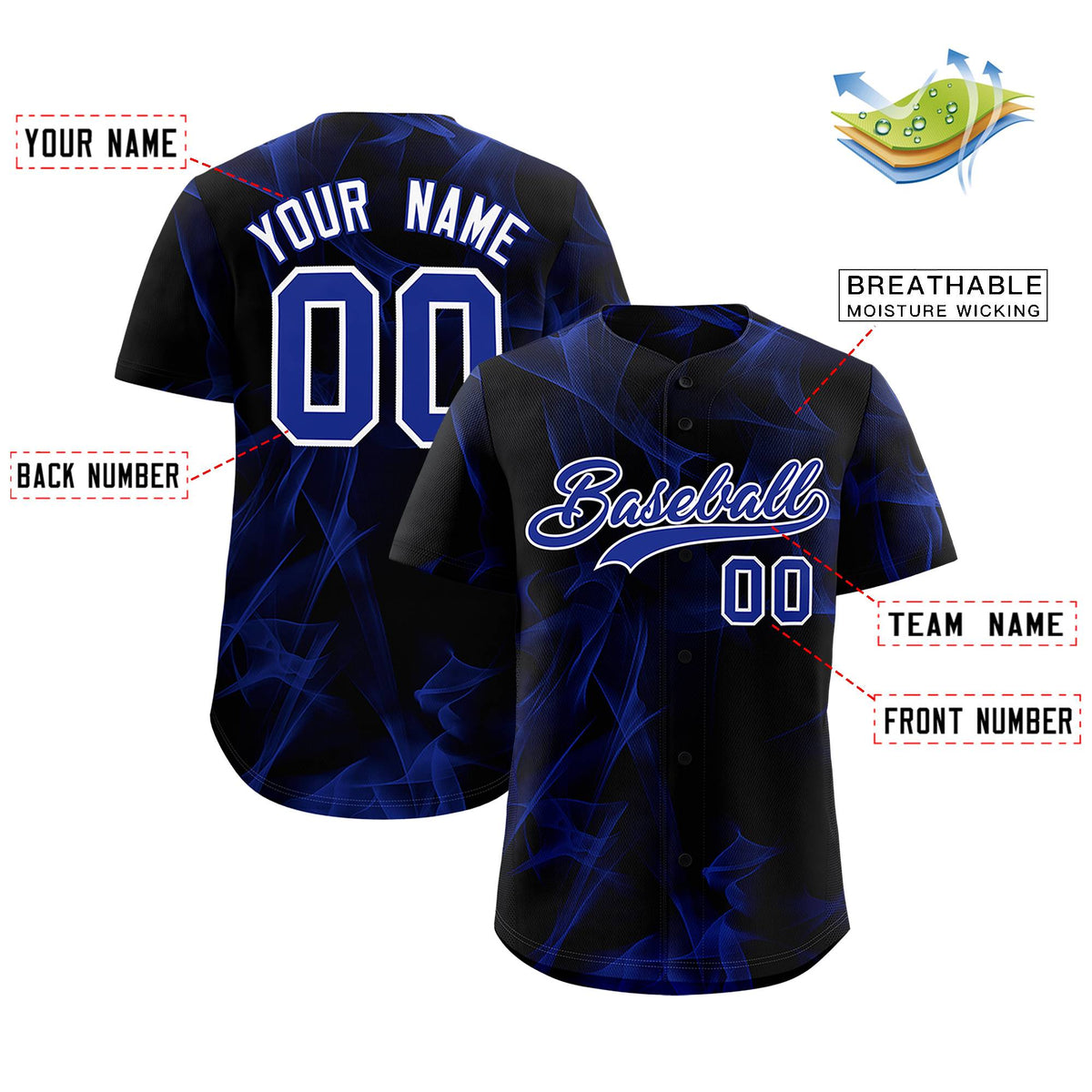 Custom Black Fumes Graffiti Pattern Authentic Baseball Jersey